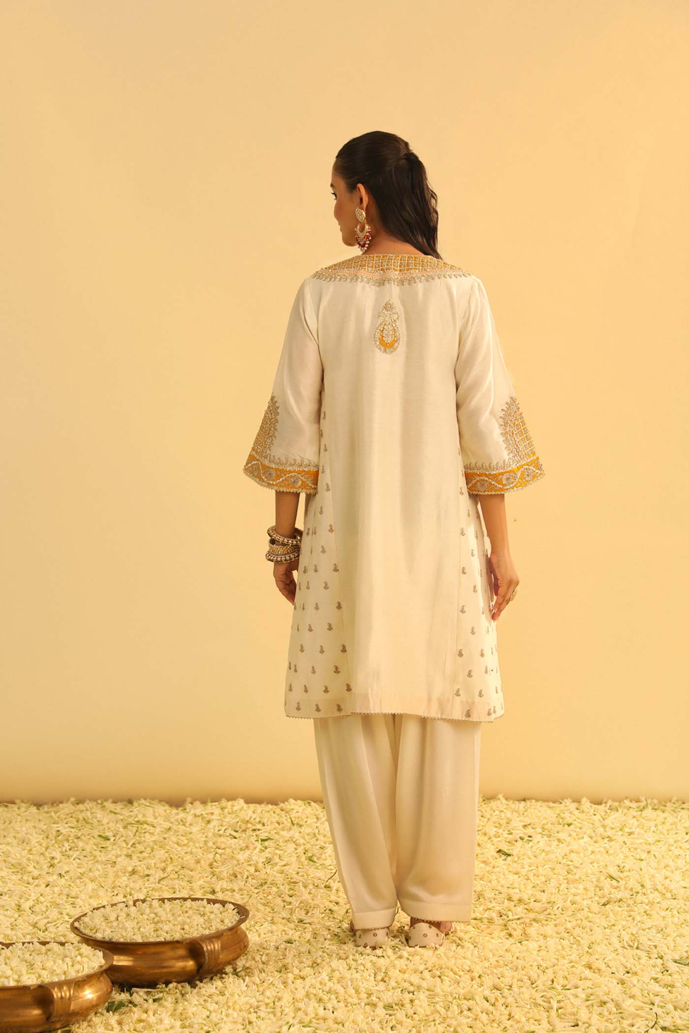 Arisana - Daisy Ivory Short Kalidaar Choga With Salwar