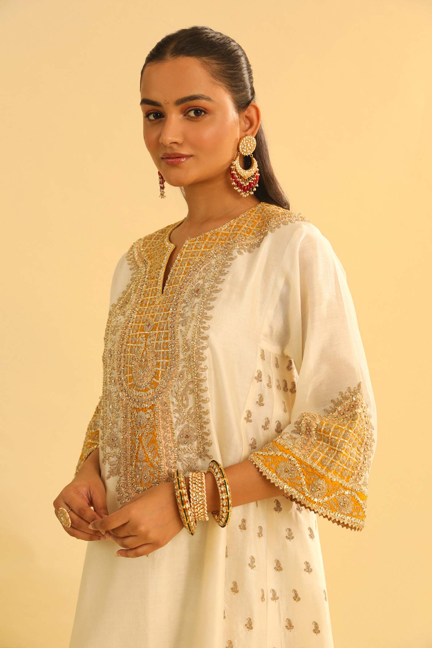 Arisana - Daisy Ivory Short Kalidaar Choga With Salwar