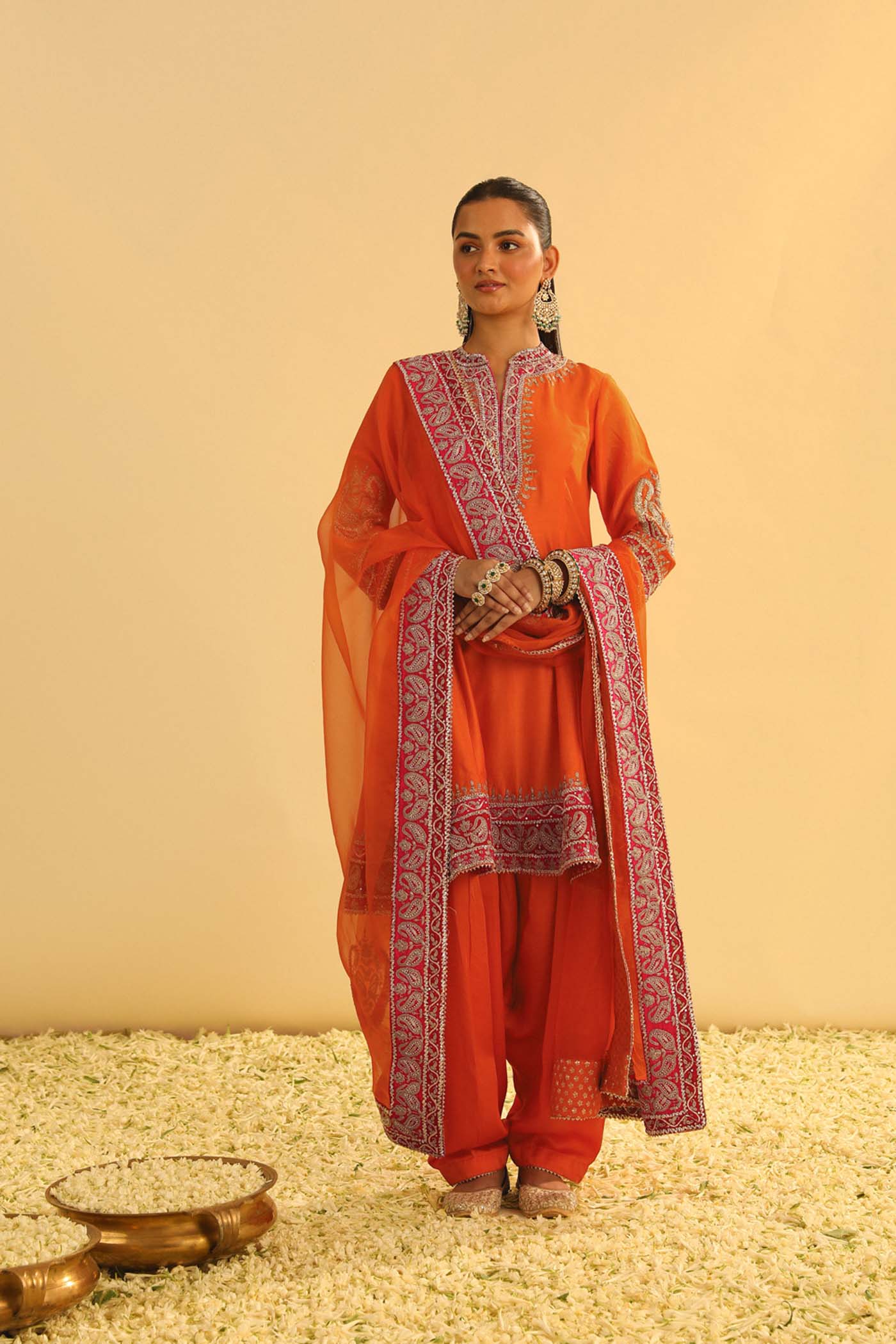 Rayana - Orange A-Line Kurta With Salwar & Dupatta