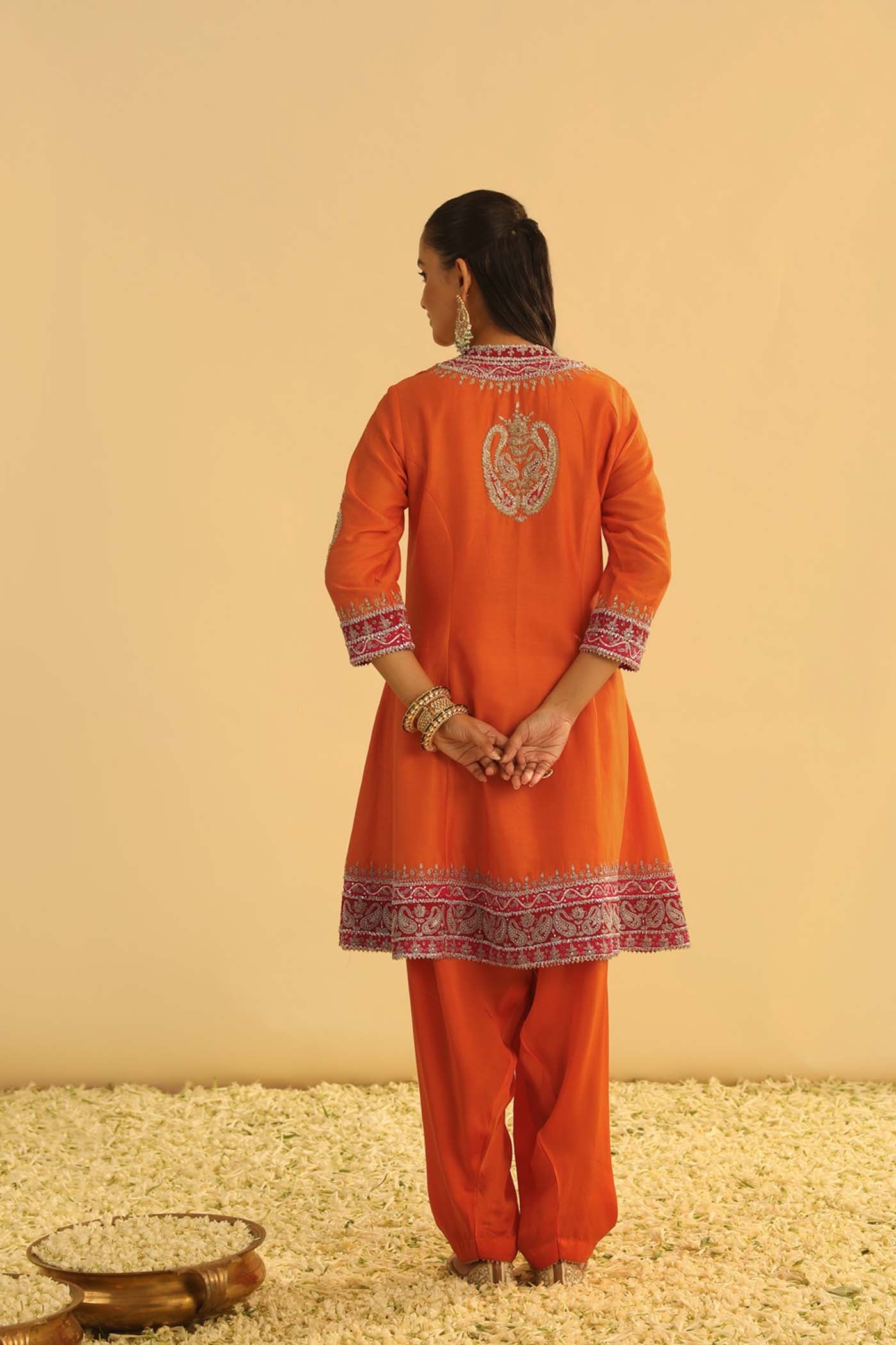 Rayana - Orange A-Line Kurta With Salwar & Dupatta