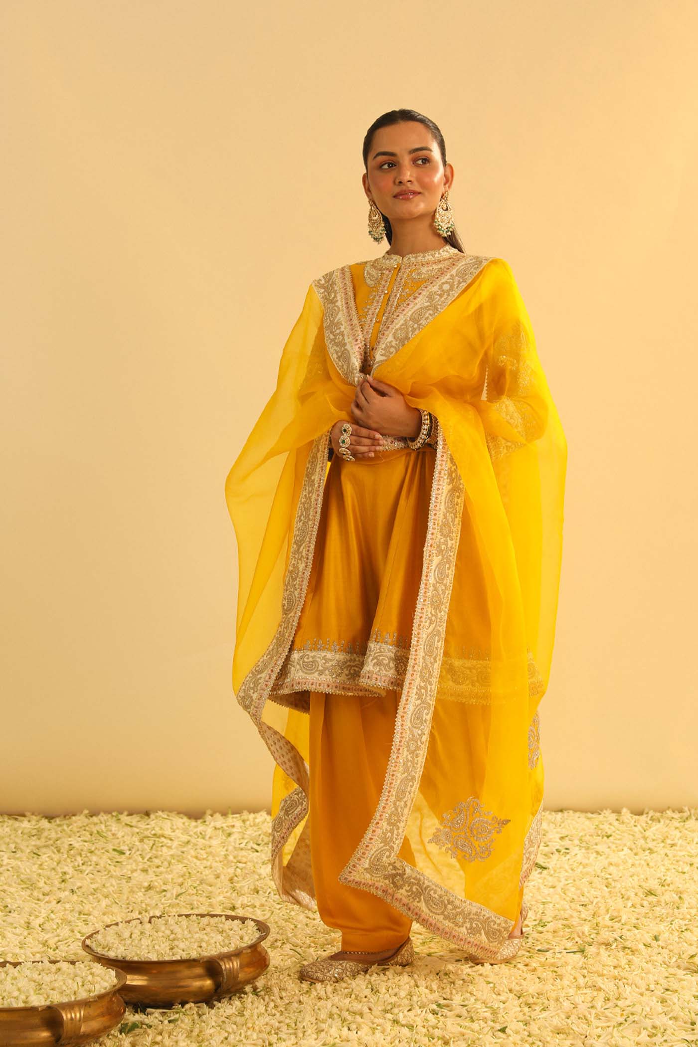 Amani - Mustard A-Line Kurta With Salwar & Dupatta