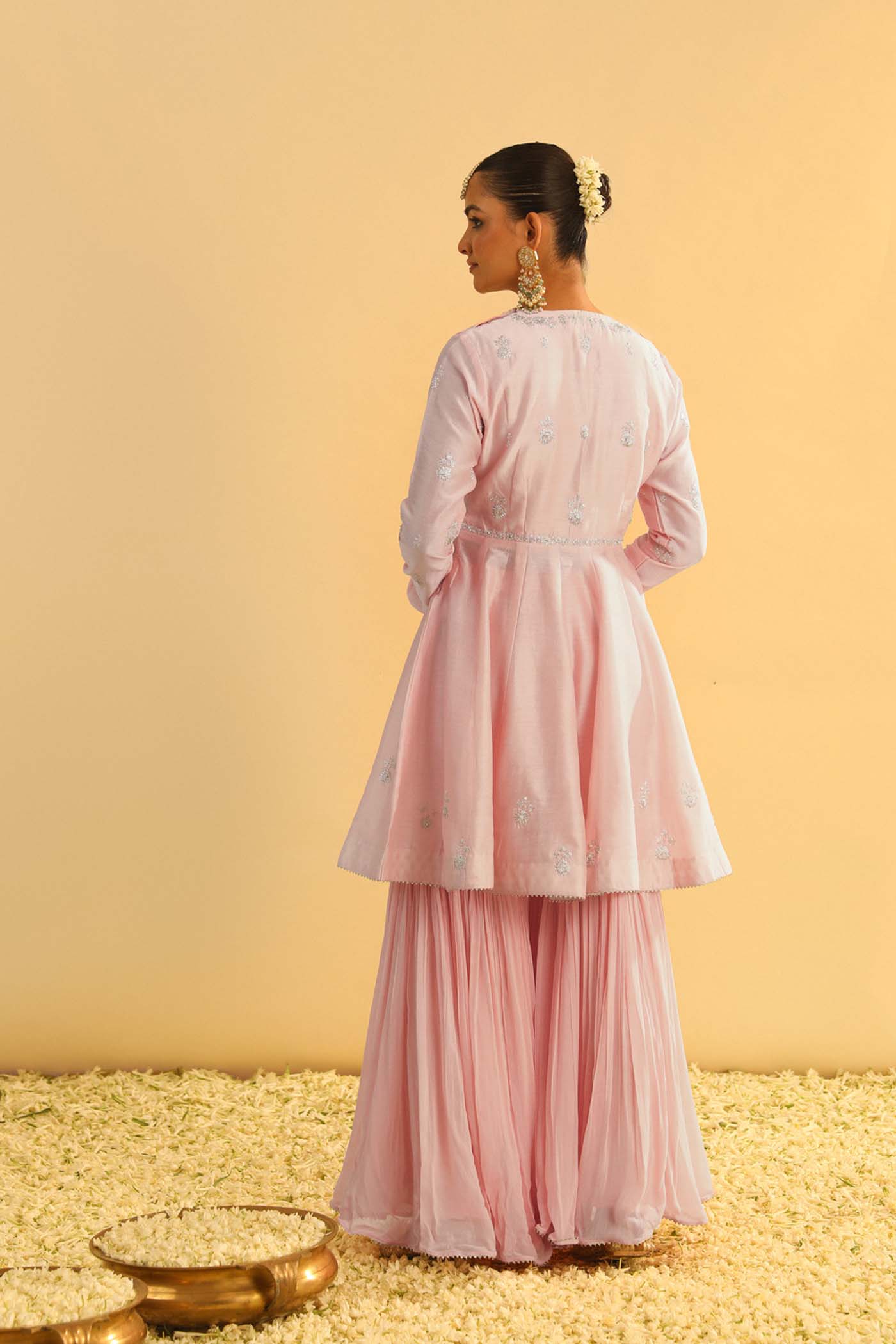 Shahana - Rosepink Peplum Kurta With Garara And Dupatta
