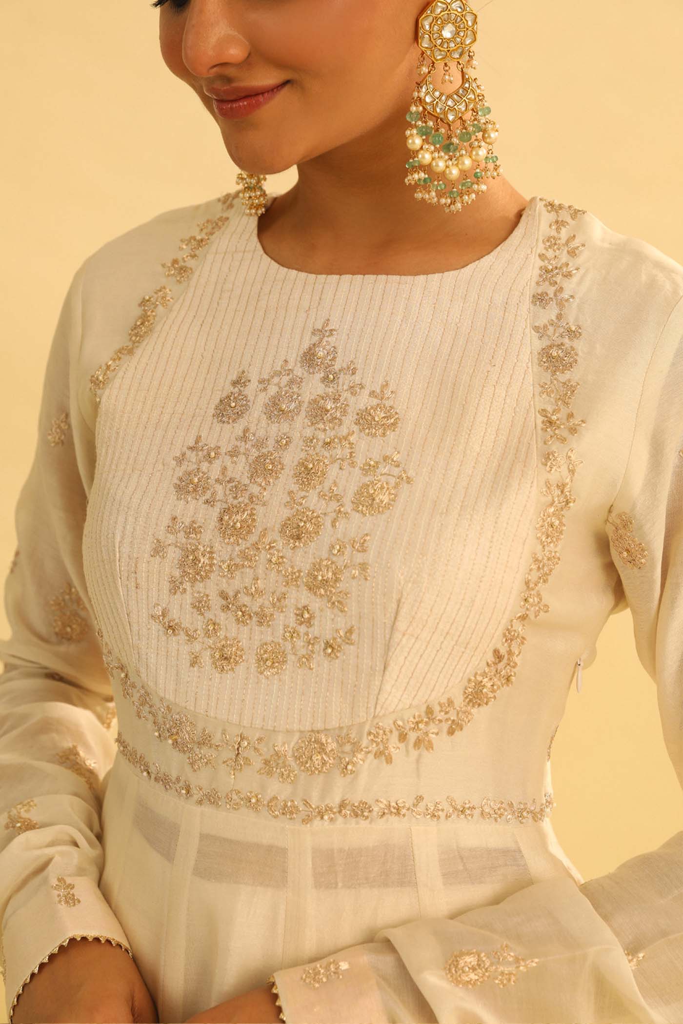 Shahana - Daisy Ivory Peplum Kurta With Garara And Dupatta
