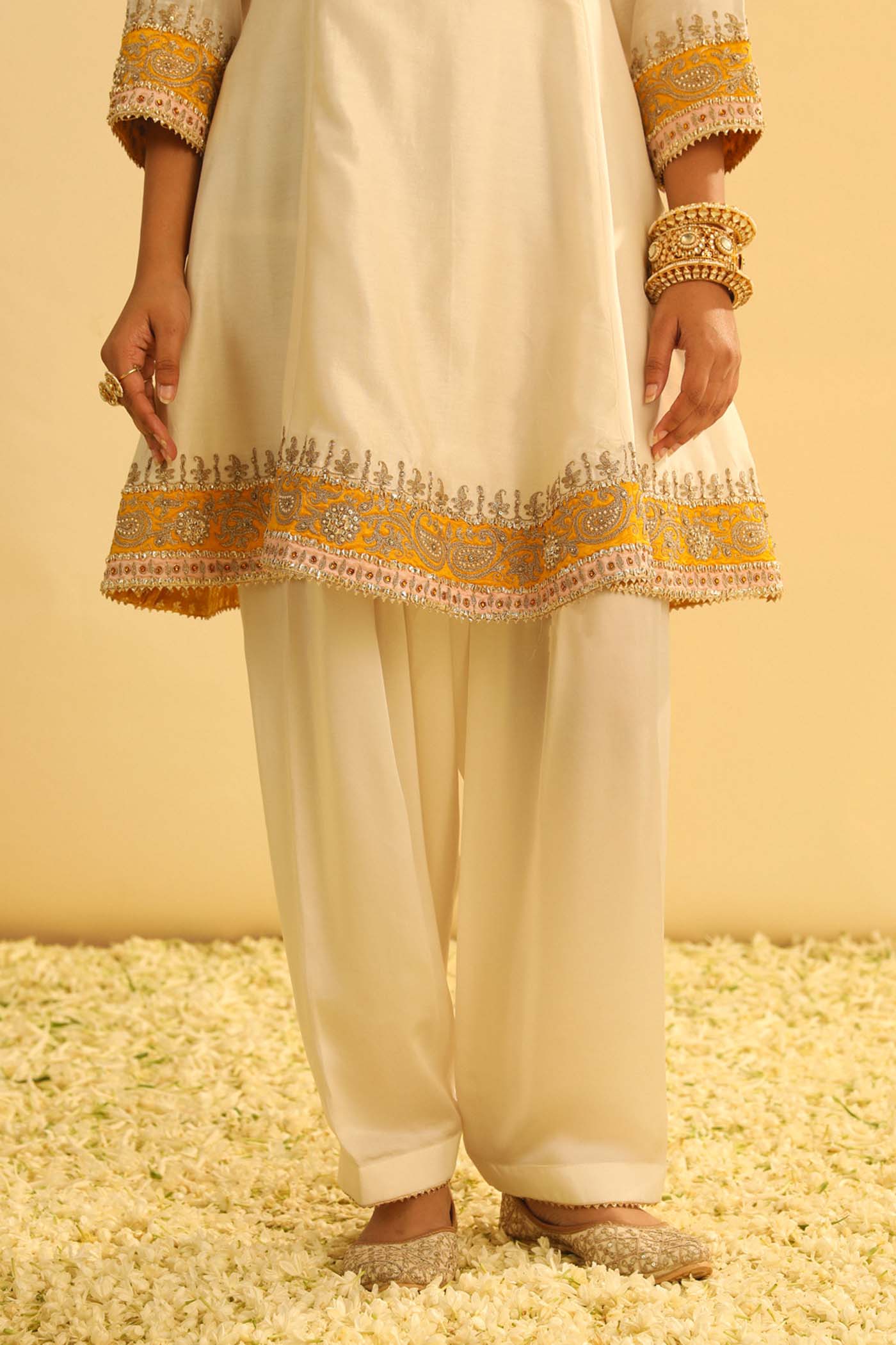 Amani - Daisy Ivory A-Line Kurta With Salwar & Dupatta
