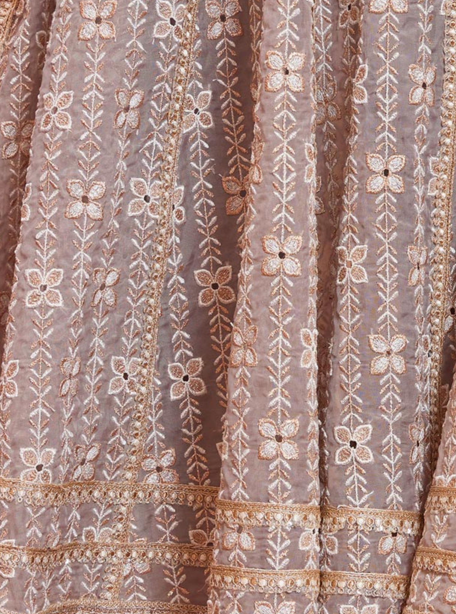 Mulmul Organza Arka Anarkali Grey Kurta With Mulmul Pima Arka Grey Pant