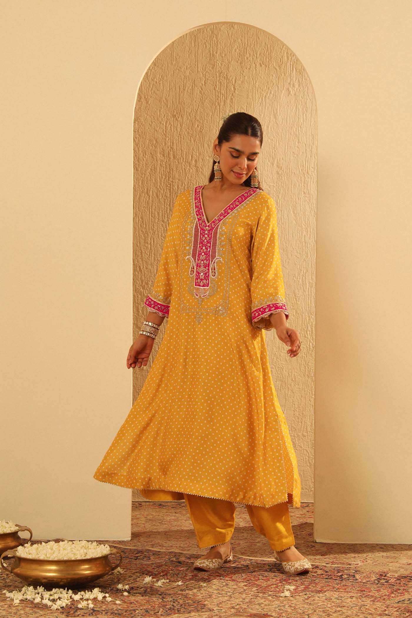 Siara - Long A-Line Choga With Salwar