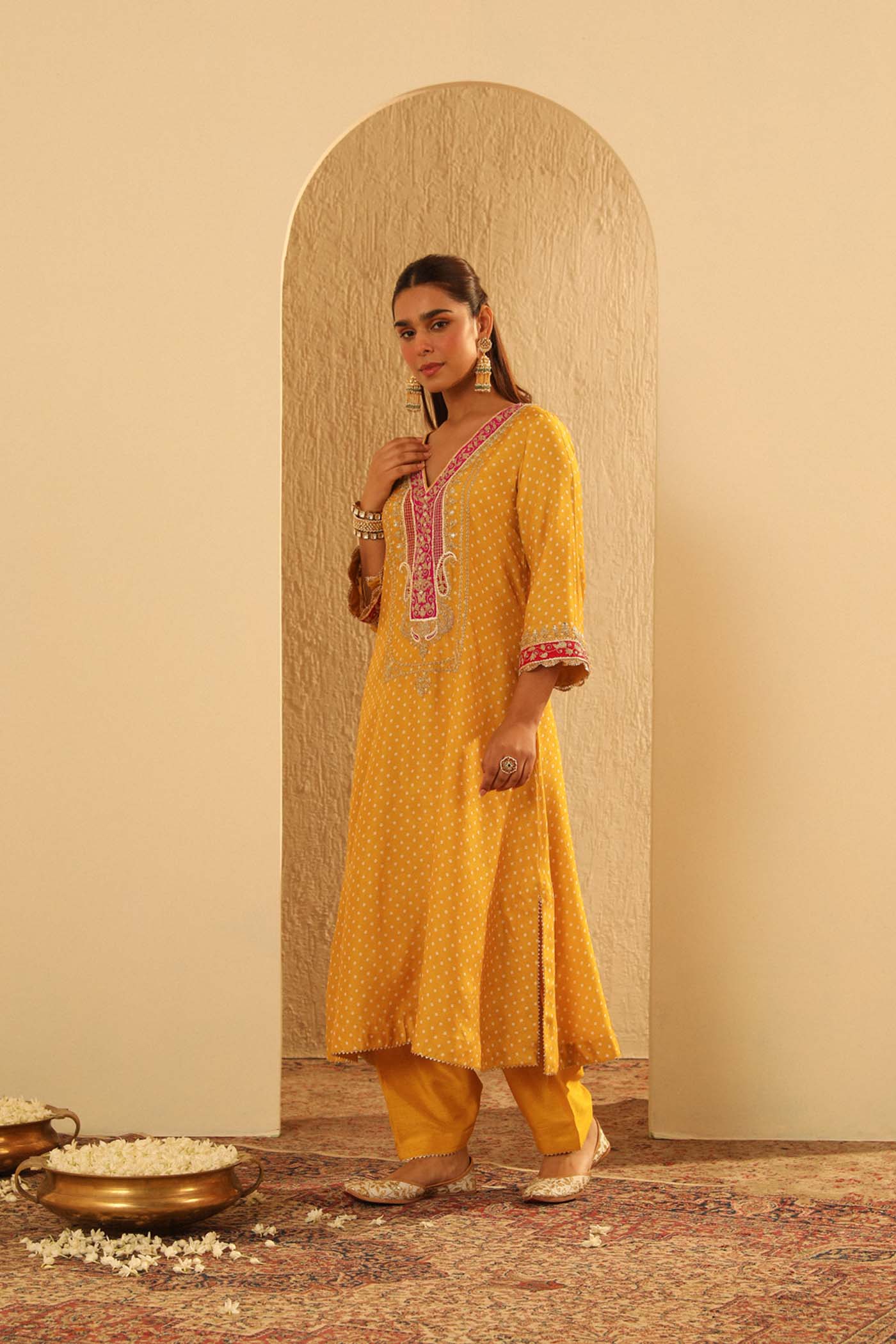 Siara - Long A-Line Choga With Salwar