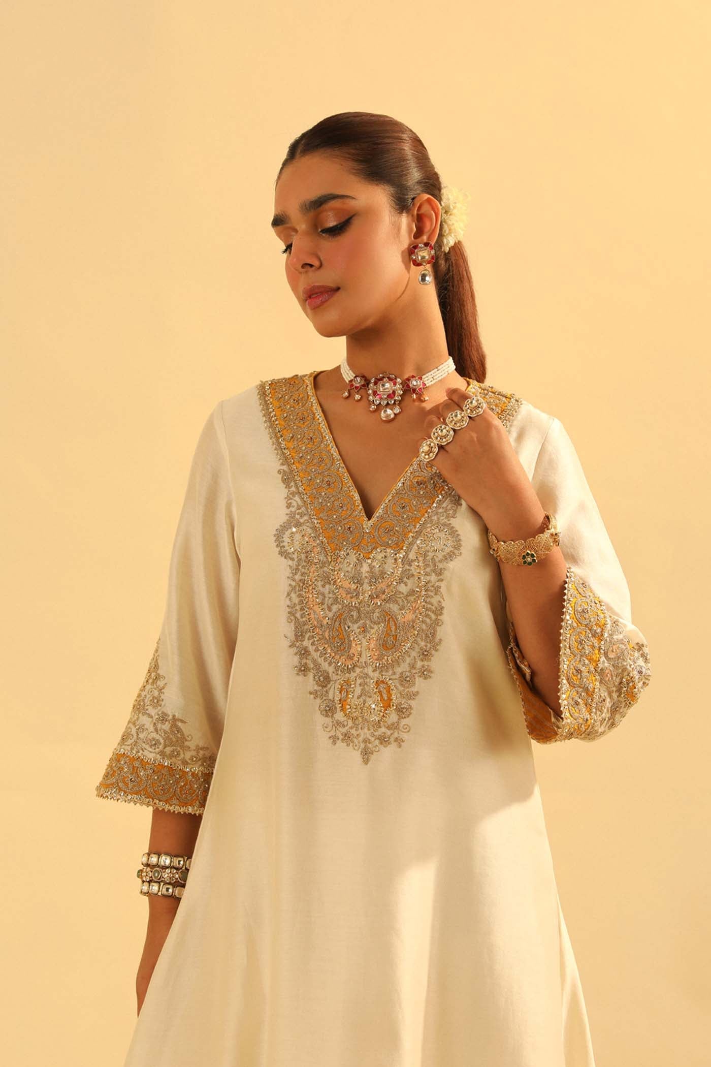 Shazana - Long A-Line Choga With Salwar