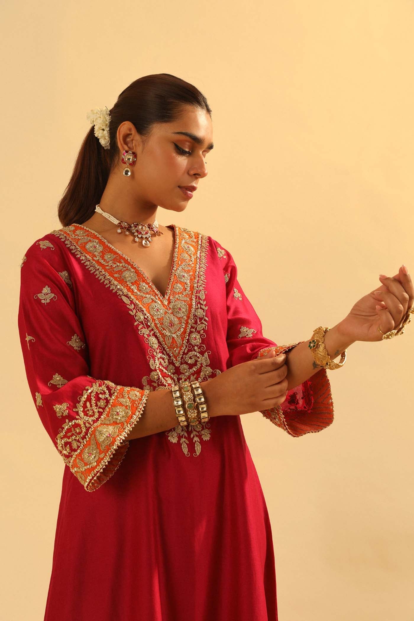 Alima - Long A-Line Choga With Salwar