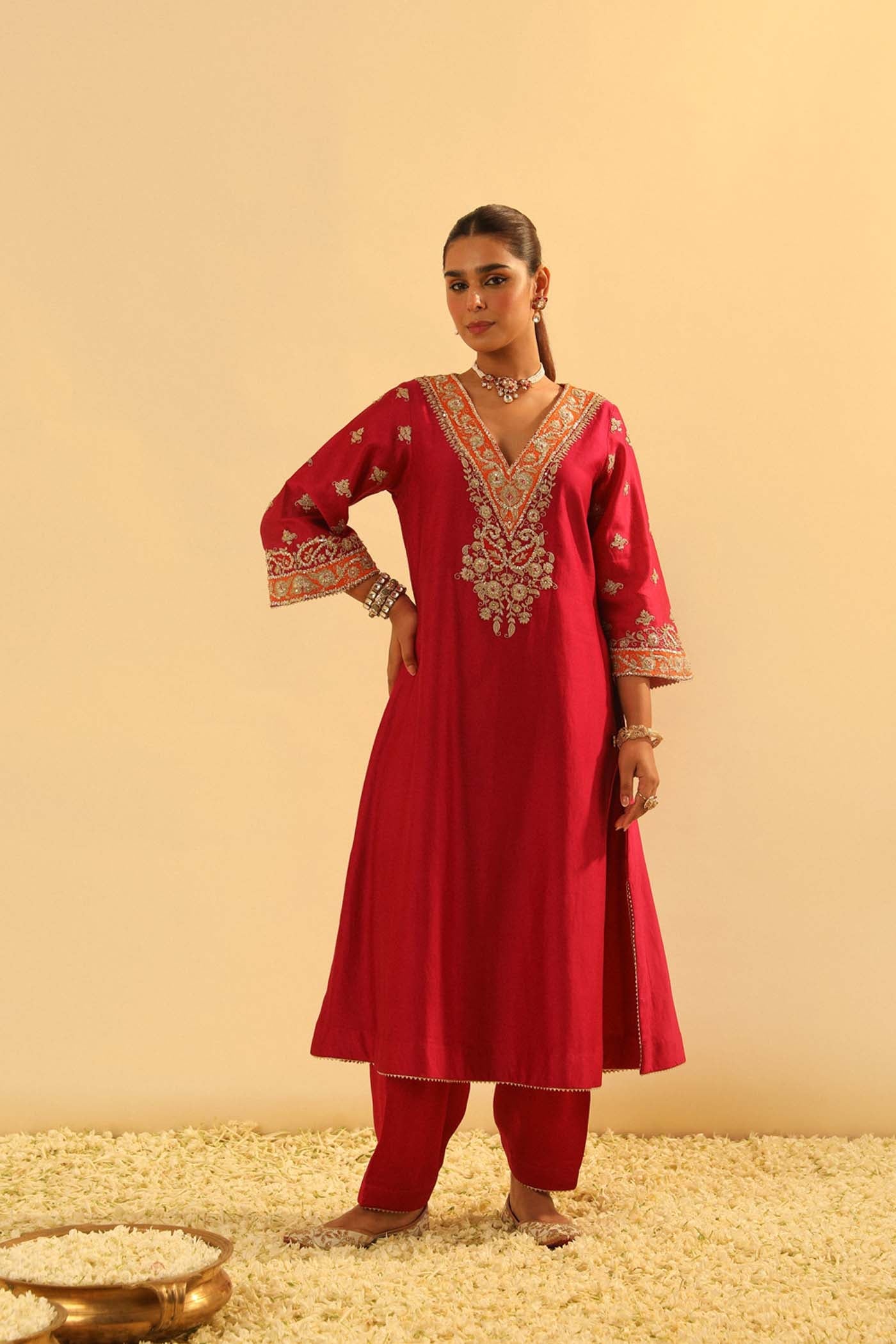 Alima - Long A-Line Choga With Salwar