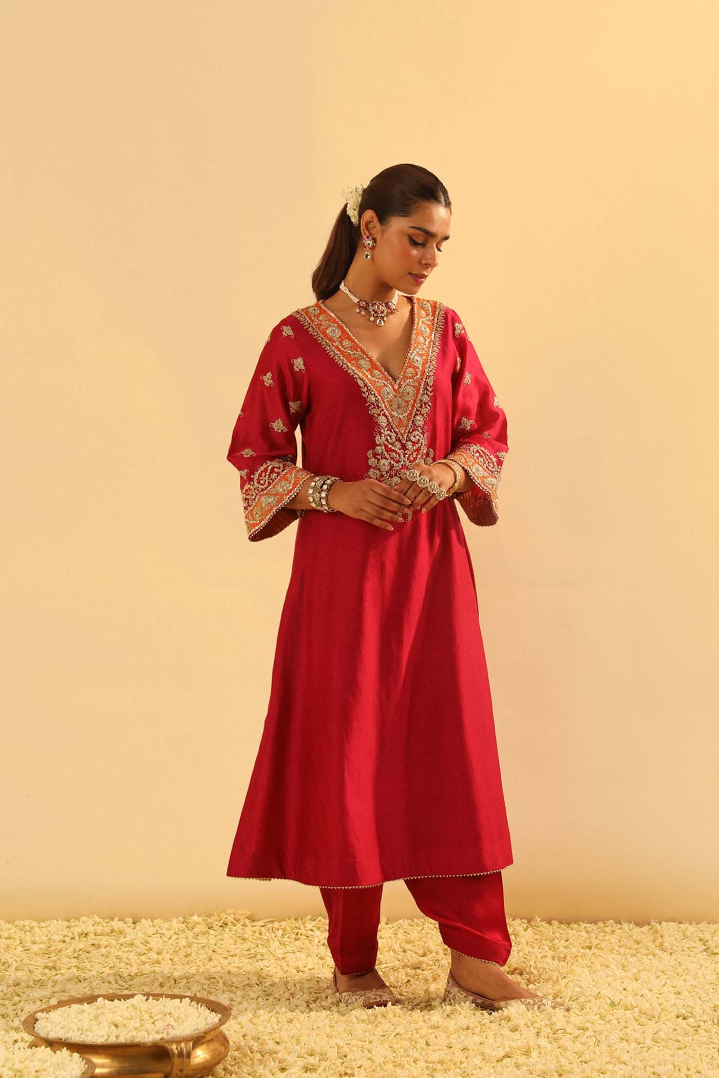 Alima - Long A-Line Choga With Salwar