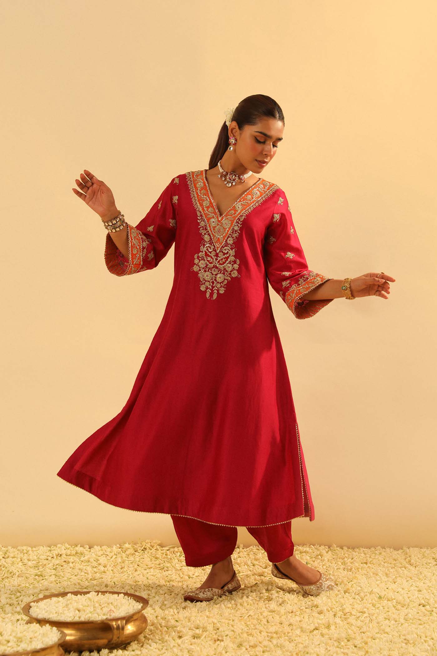 Alima - Long A-Line Choga With Salwar
