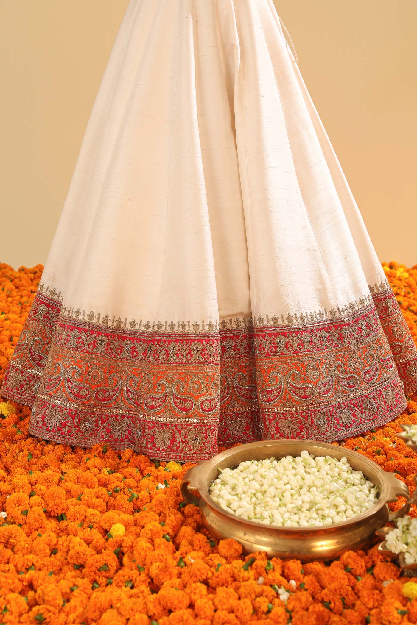 Sidra - Daisy Ivory Blouse, Lehenga And Dupatta