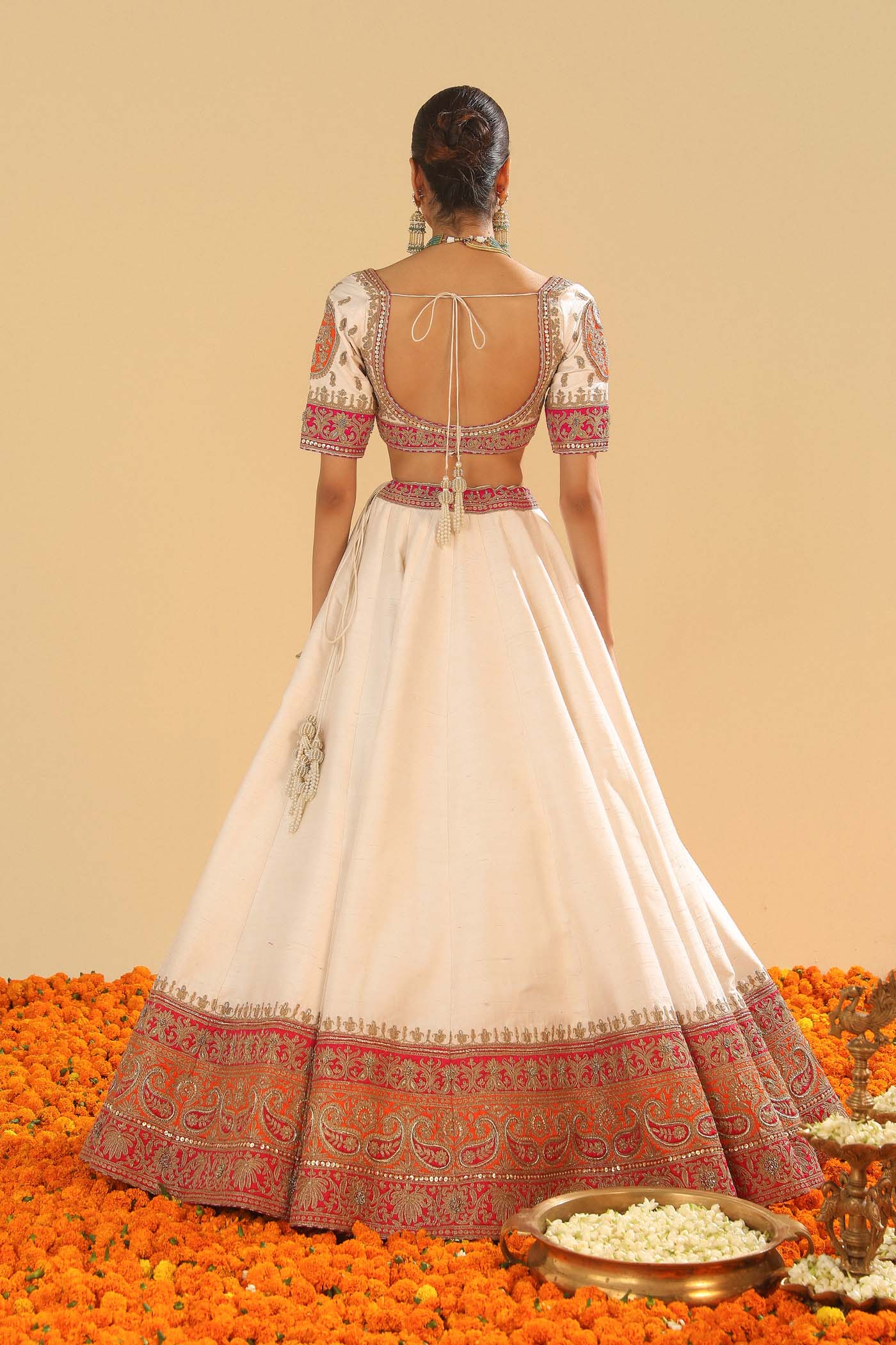Sidra - Daisy Ivory Blouse, Lehenga And Dupatta