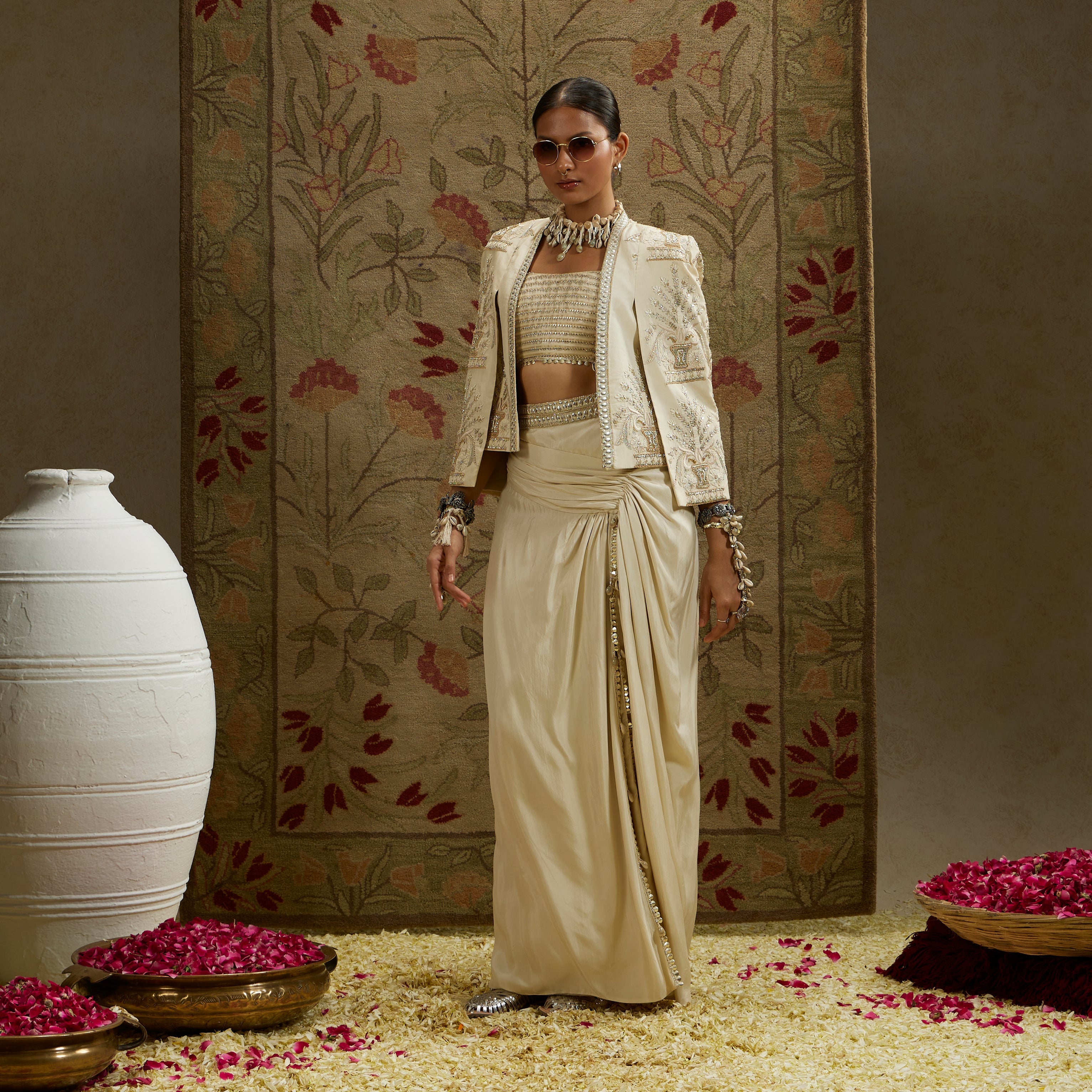 Magnolia Embellished Butta Cape Jacket