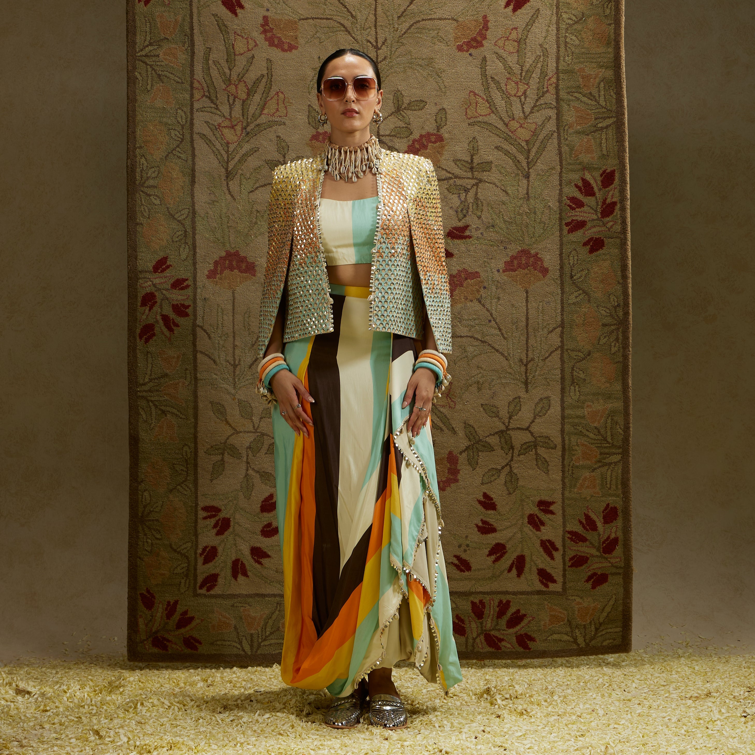 Multi Colored Metallic Noor Jacket