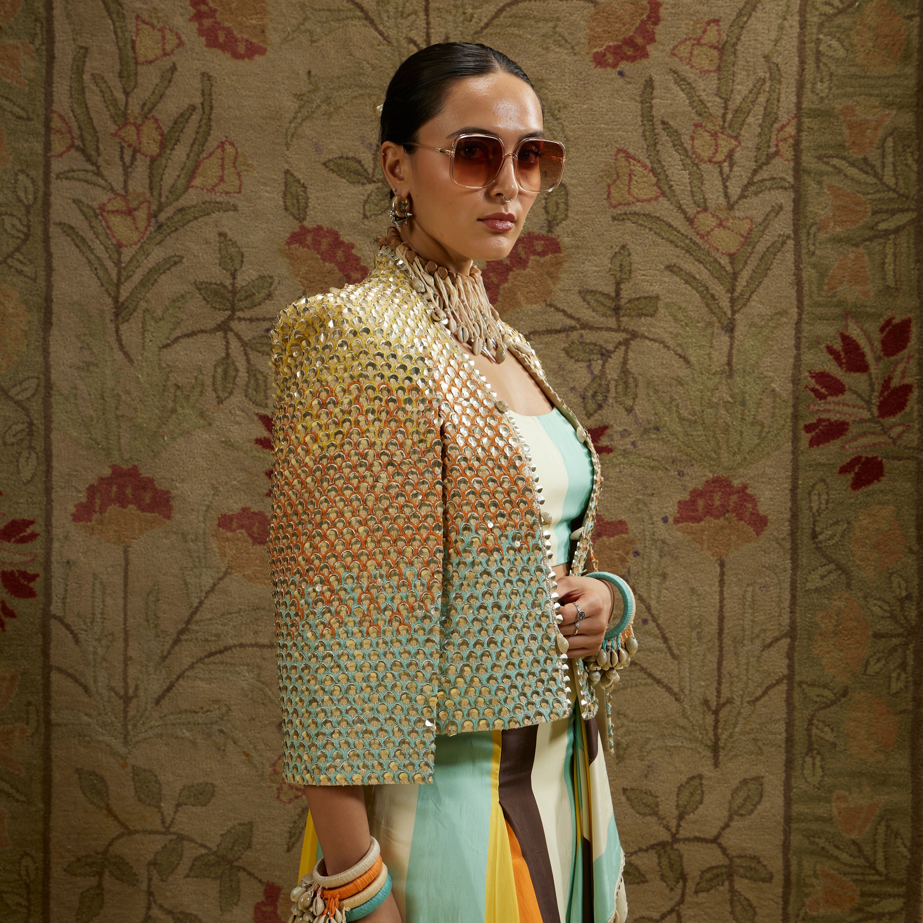 Multi Colored Metallic Noor Jacket