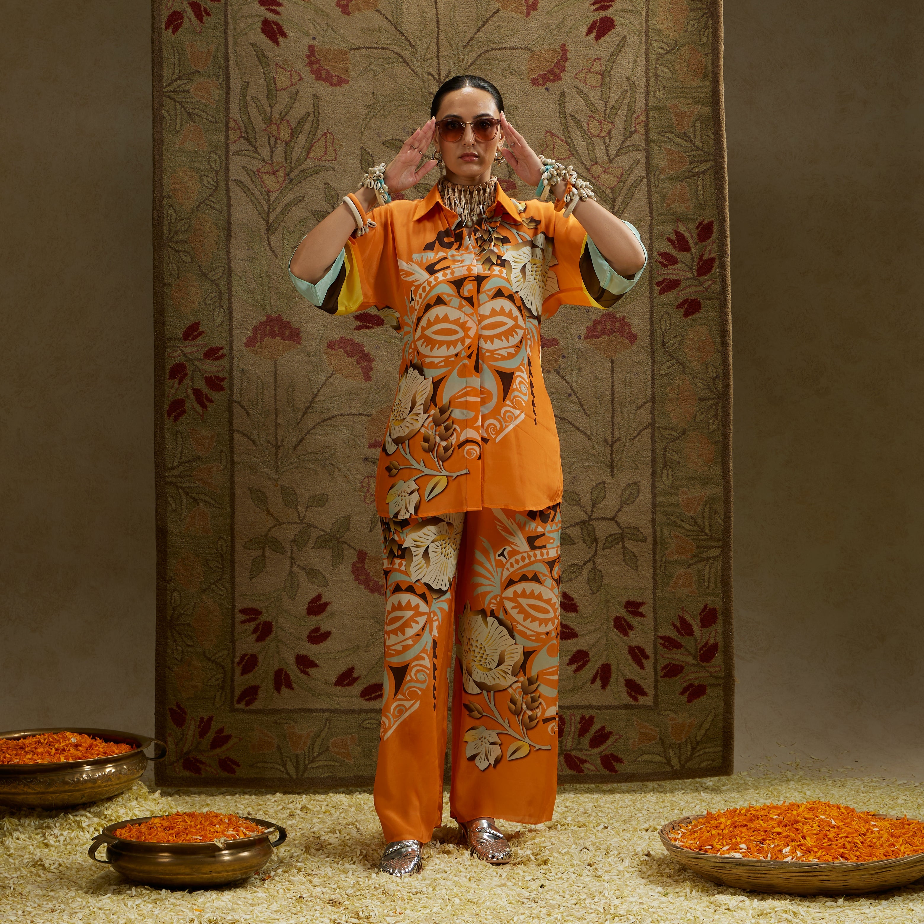 Orange Mask Print Co-Ord Set