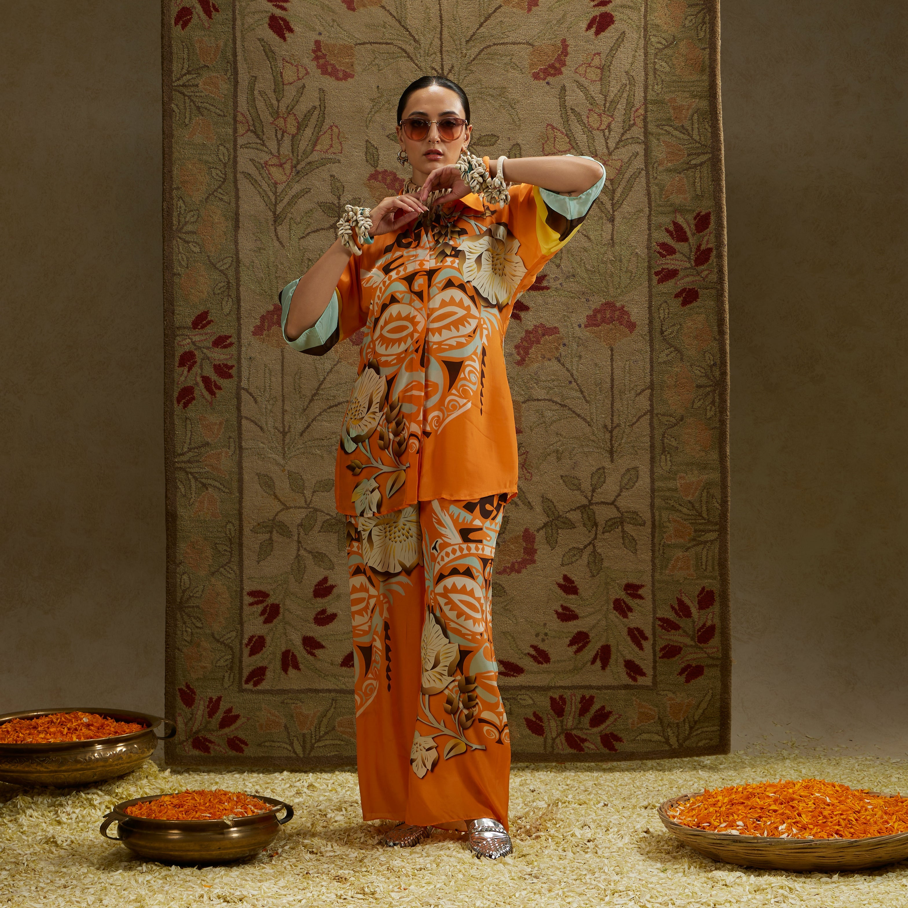 Orange Mask Print Co-Ord Set