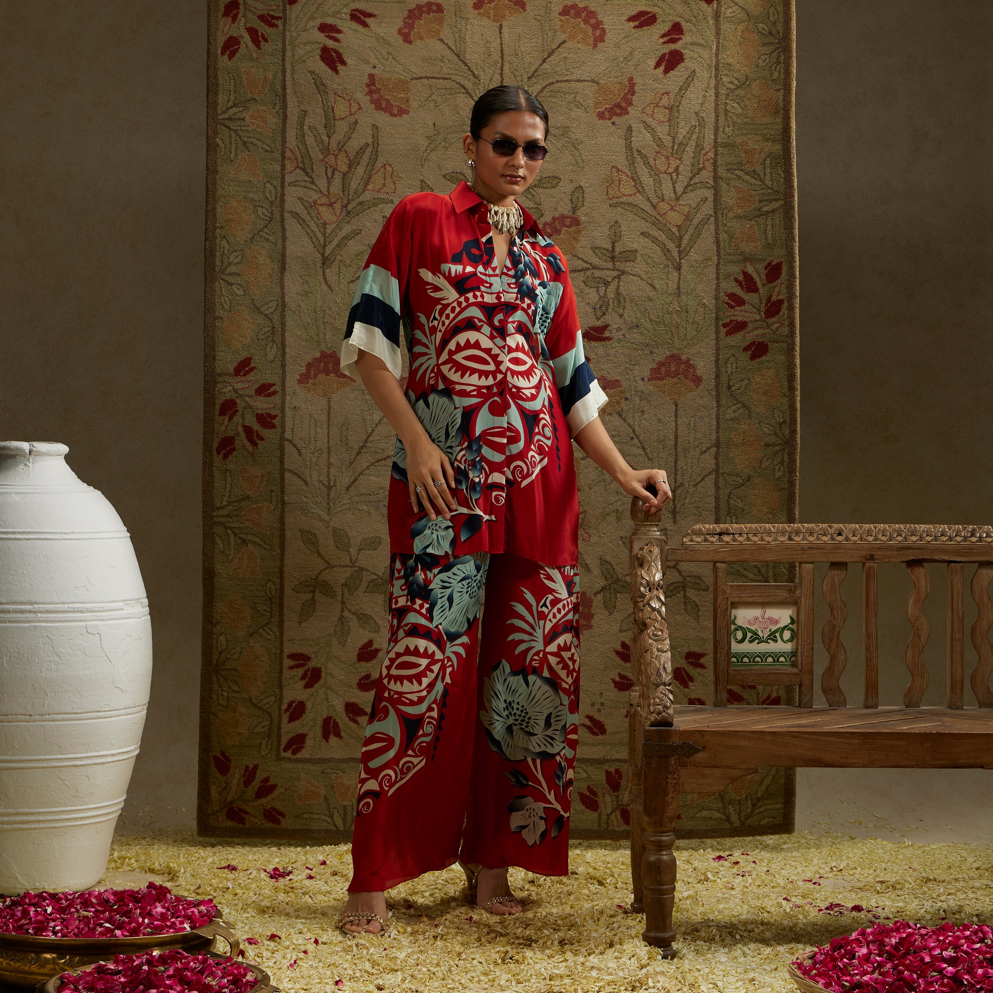 Red Mask Print Co-Ord Set