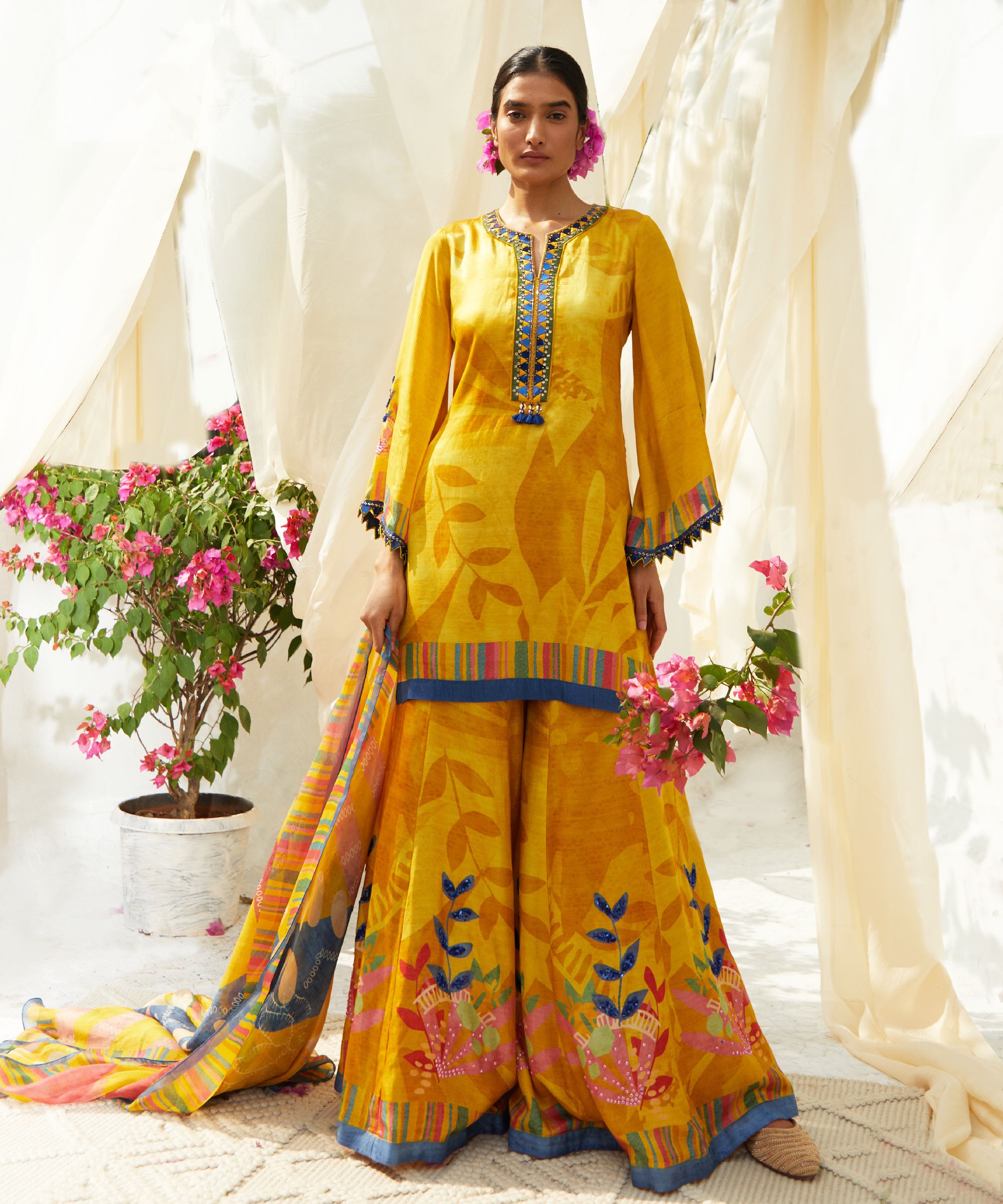 Mustard Sharara Set