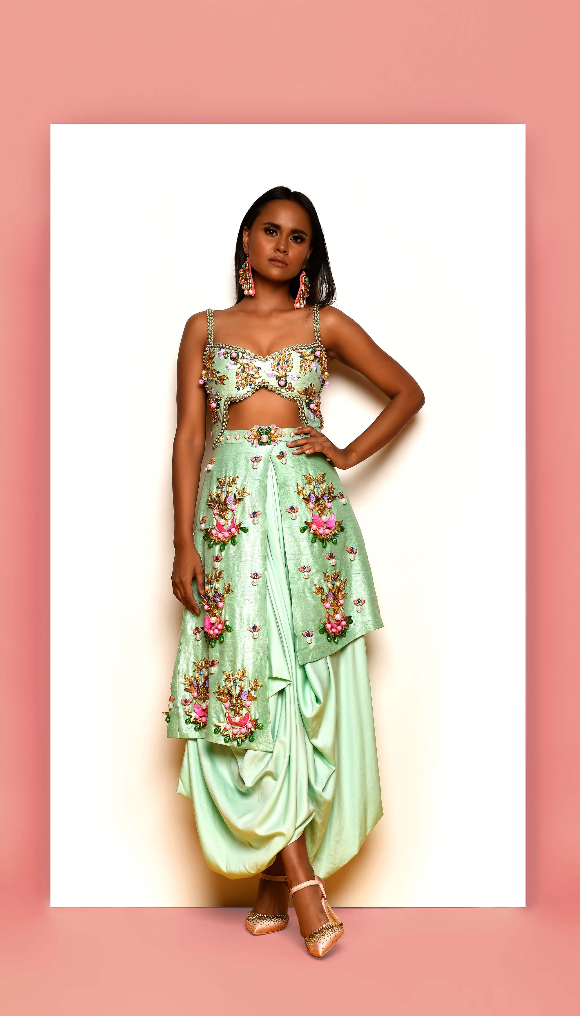 Buggered - Mint Embellished Dhoti Jumpsuit