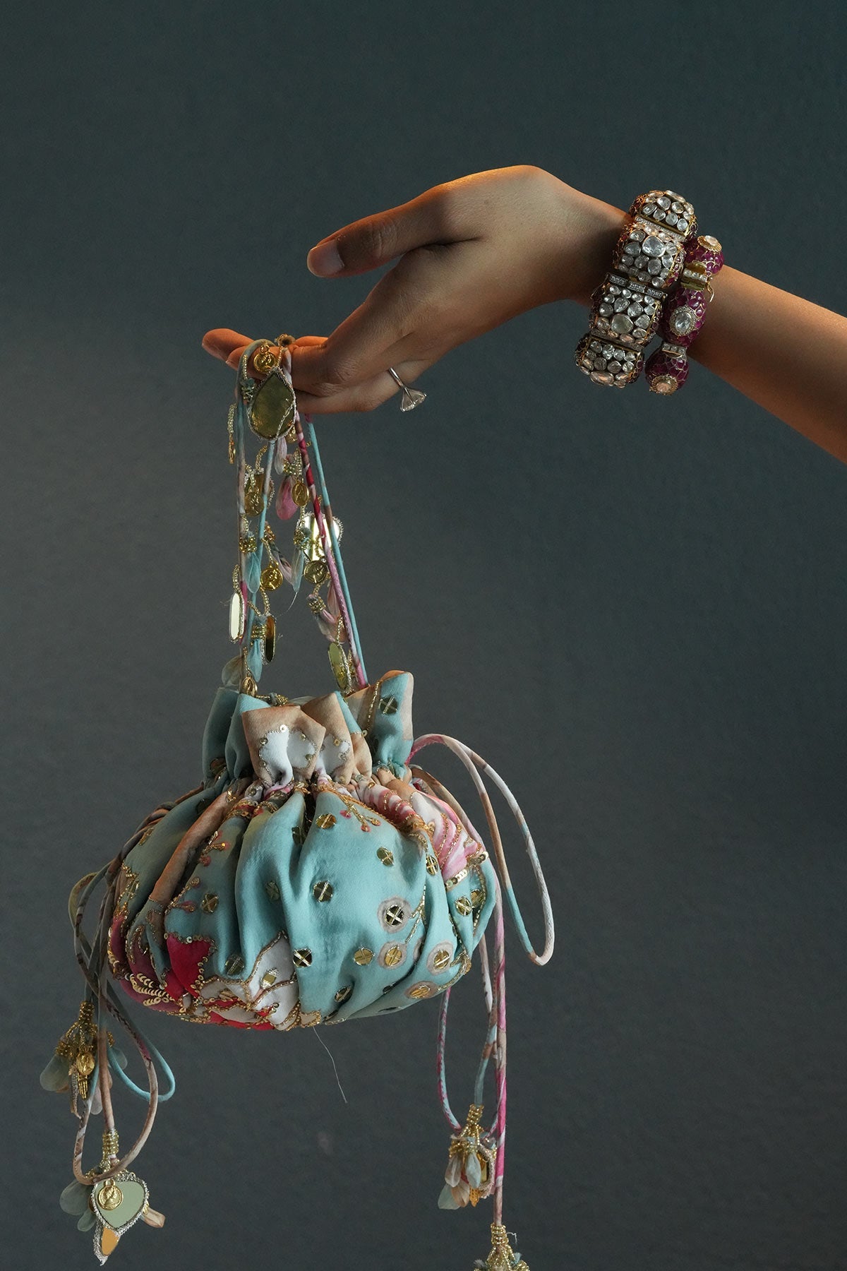 Aquamarine Embroidered Potli