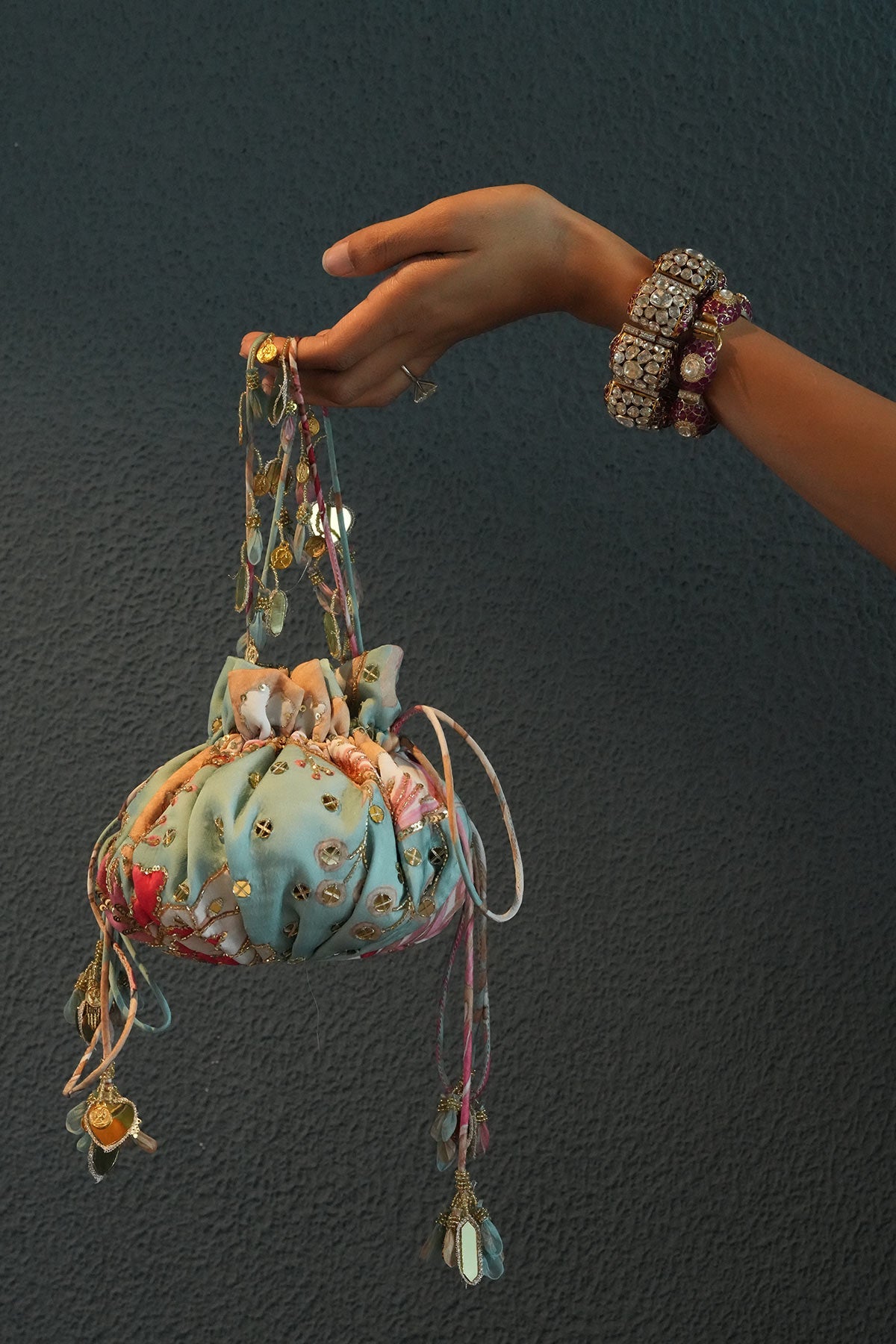 Aquamarine Embroidered Potli