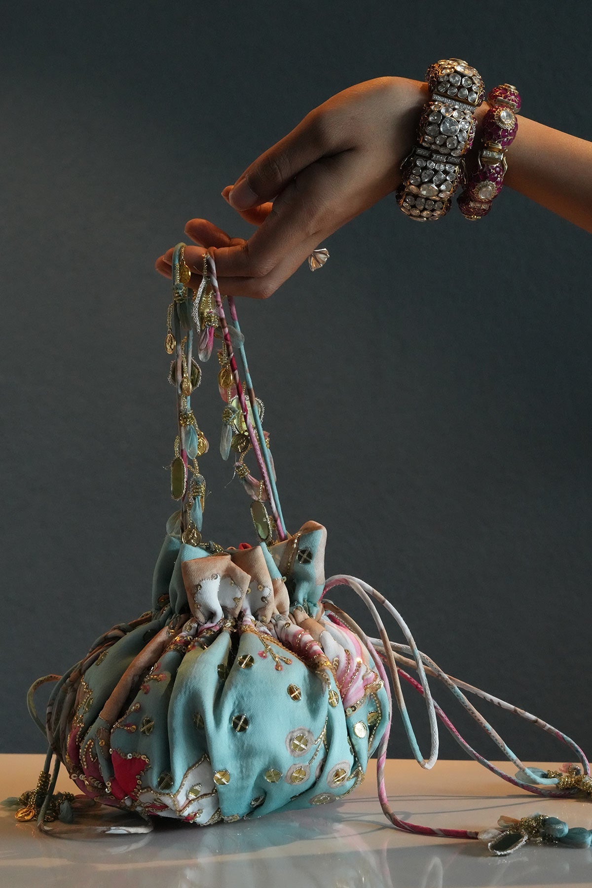 Aquamarine Embroidered Potli