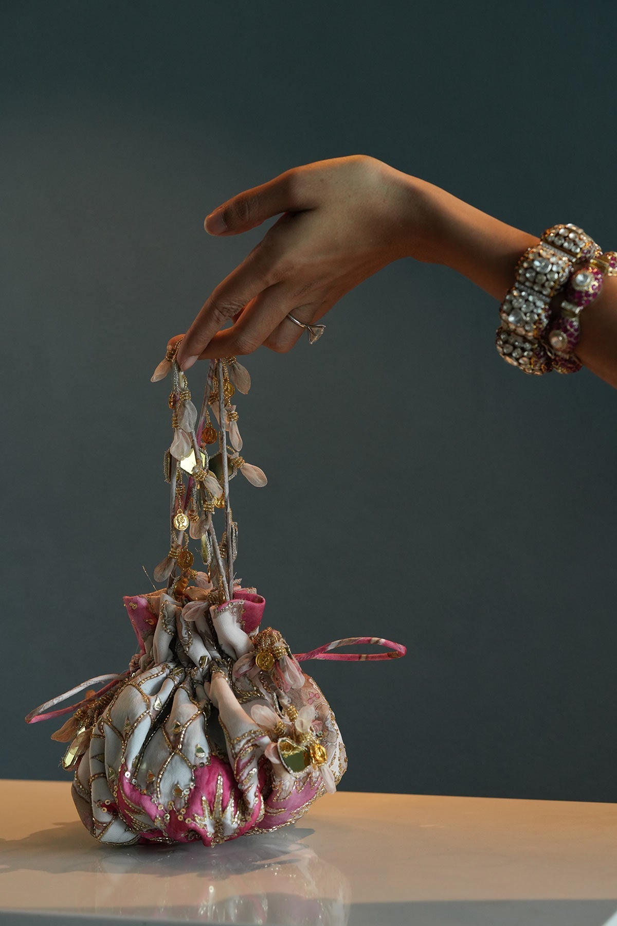 Rose Embroidered Potli