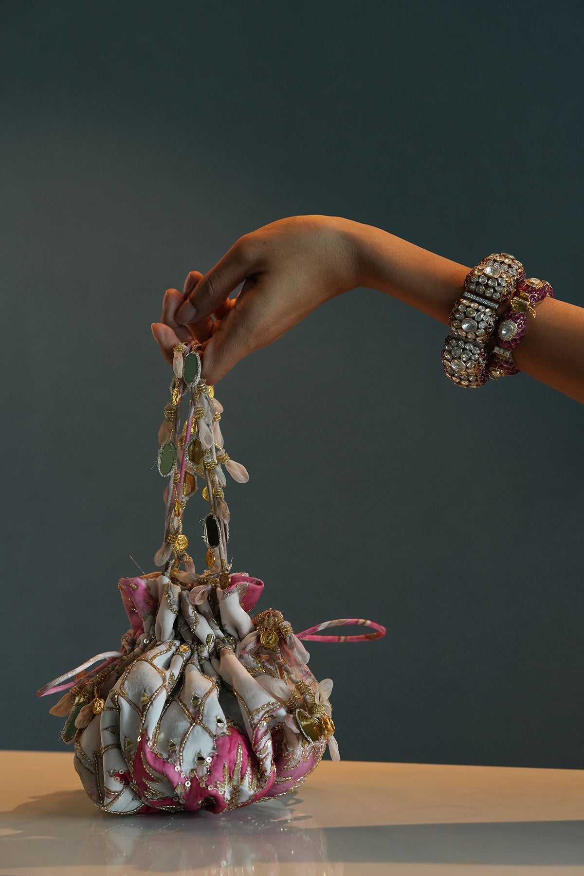 Rose Embroidered Potli
