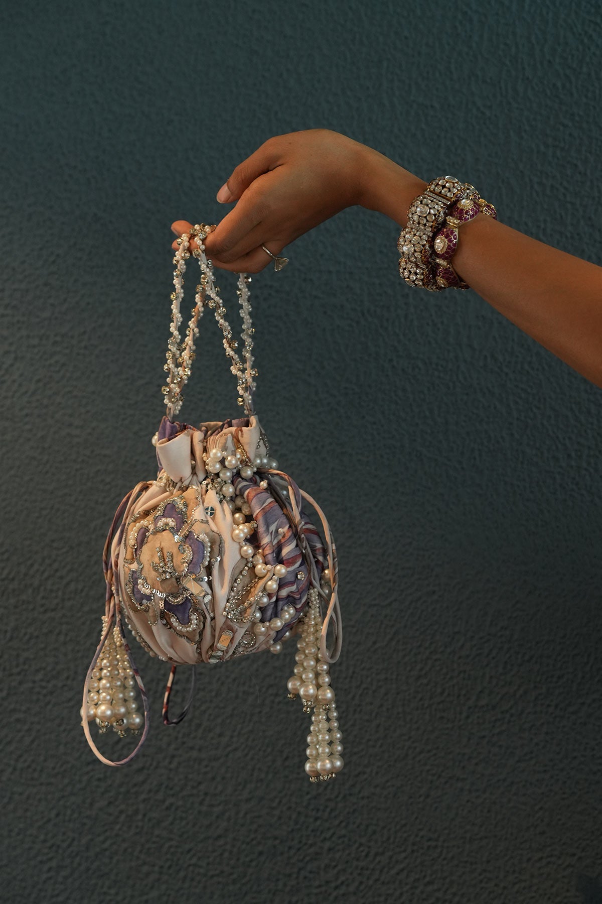 Oceanblue Embroidered Potli