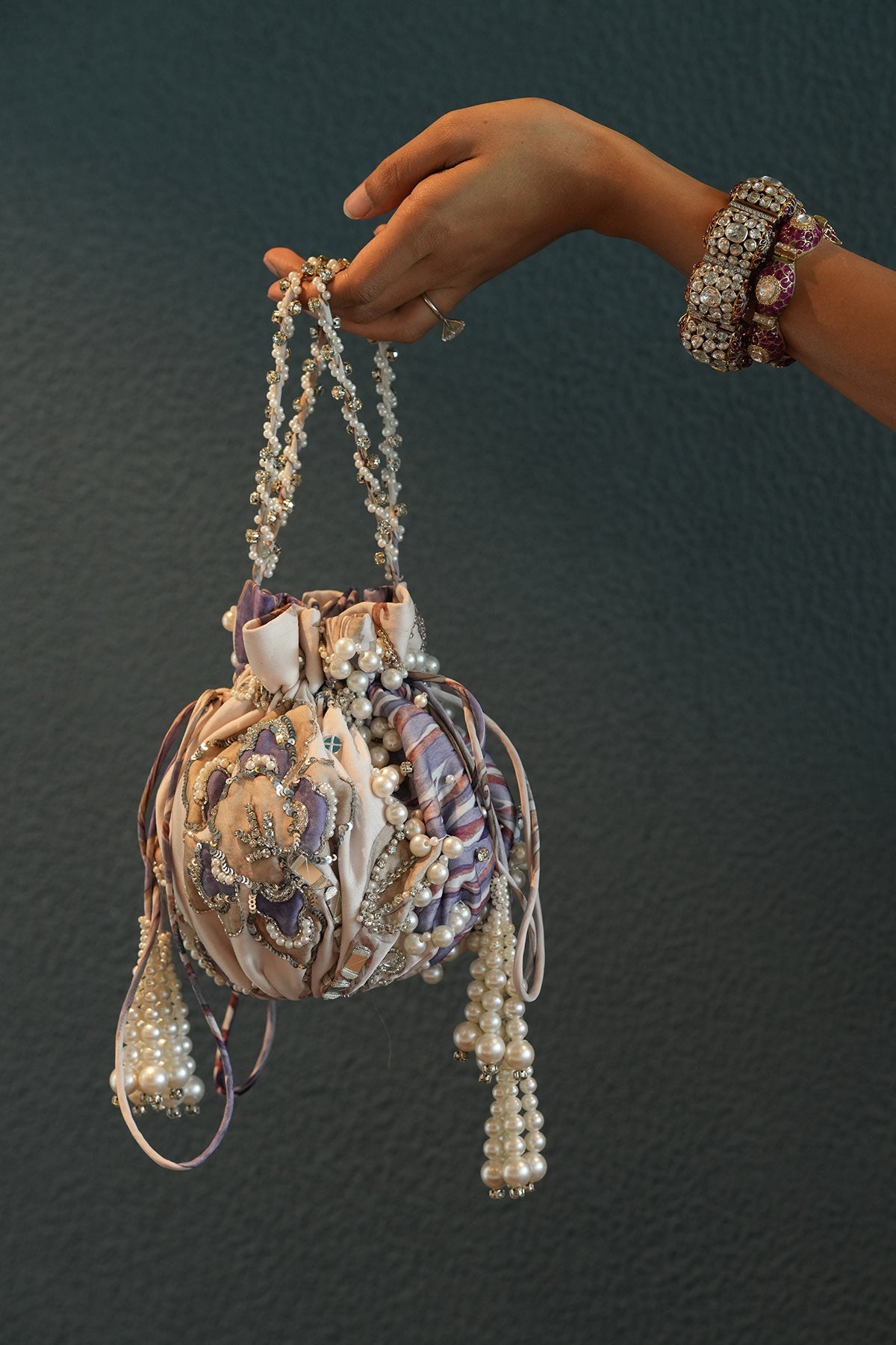 Oceanblue Embroidered Potli