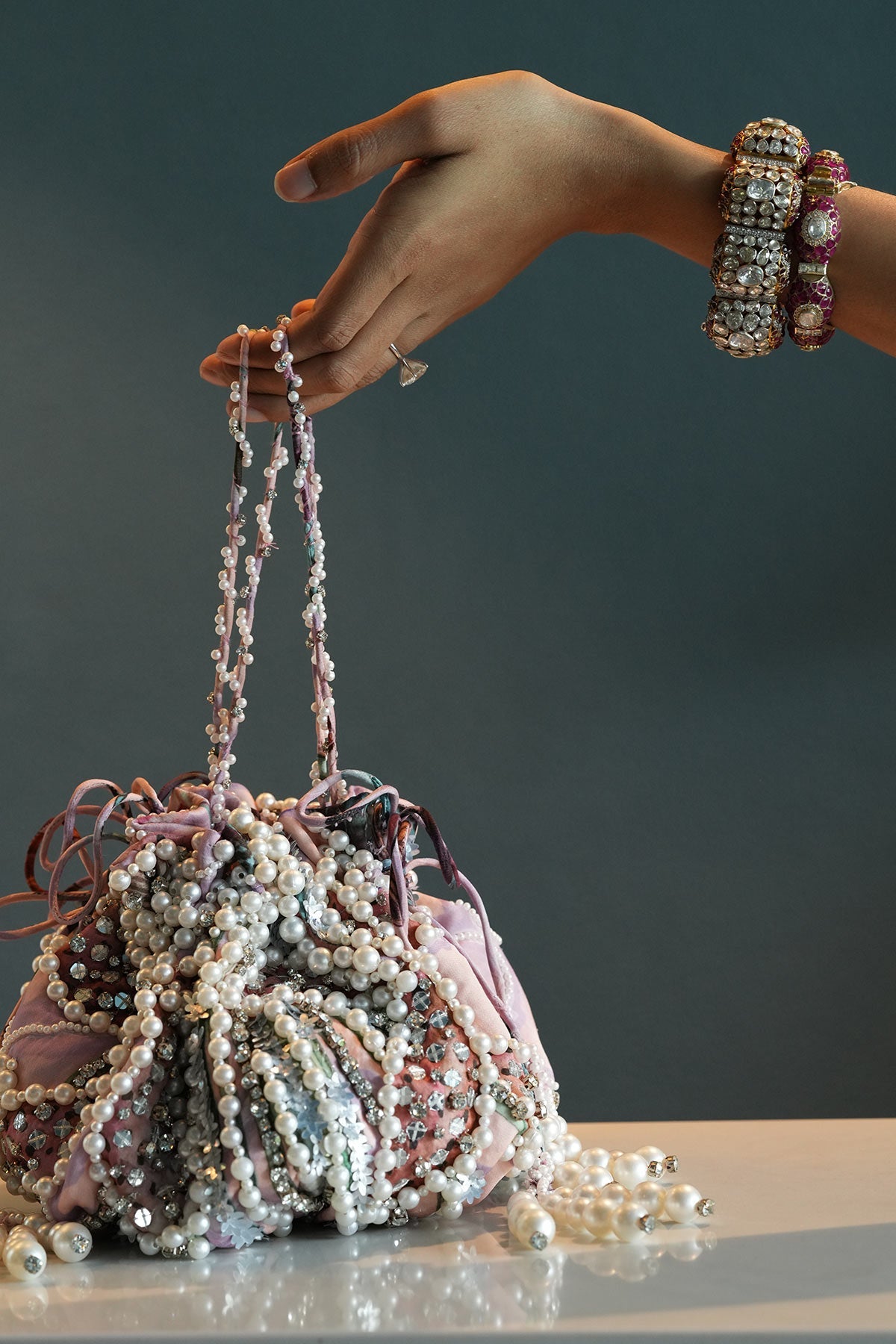 Carnation Embroidered Potli