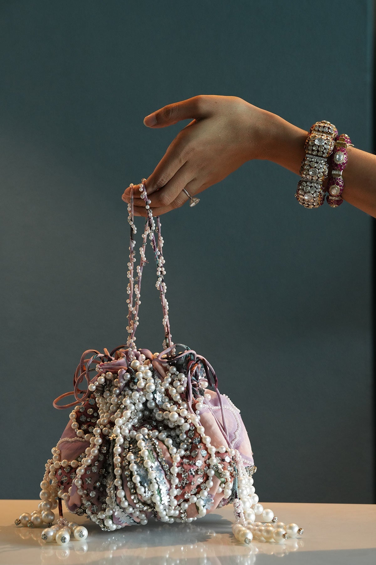 Carnation Embroidered Potli