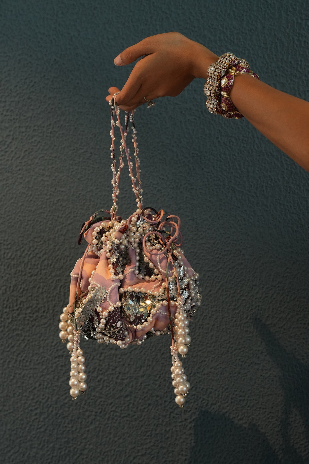 Carnation Embroidered Potli