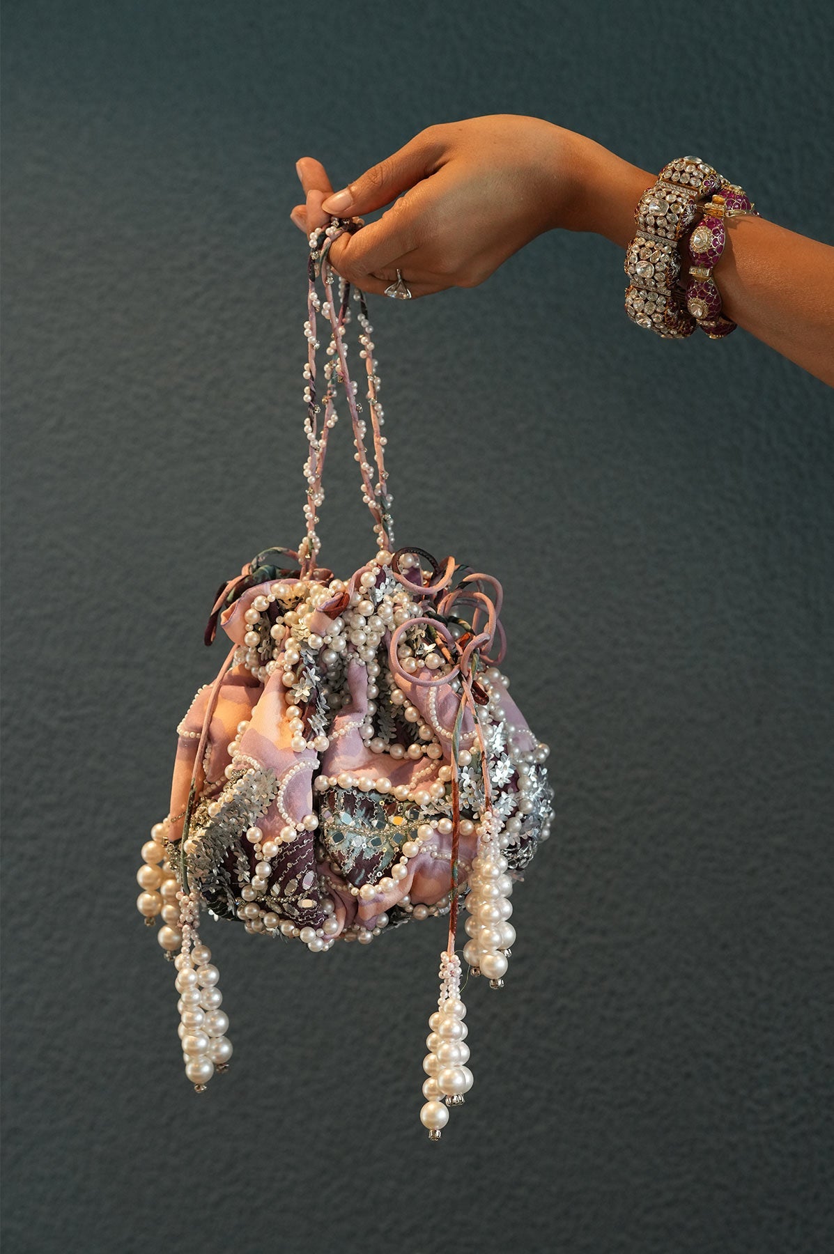 Carnation Embroidered Potli