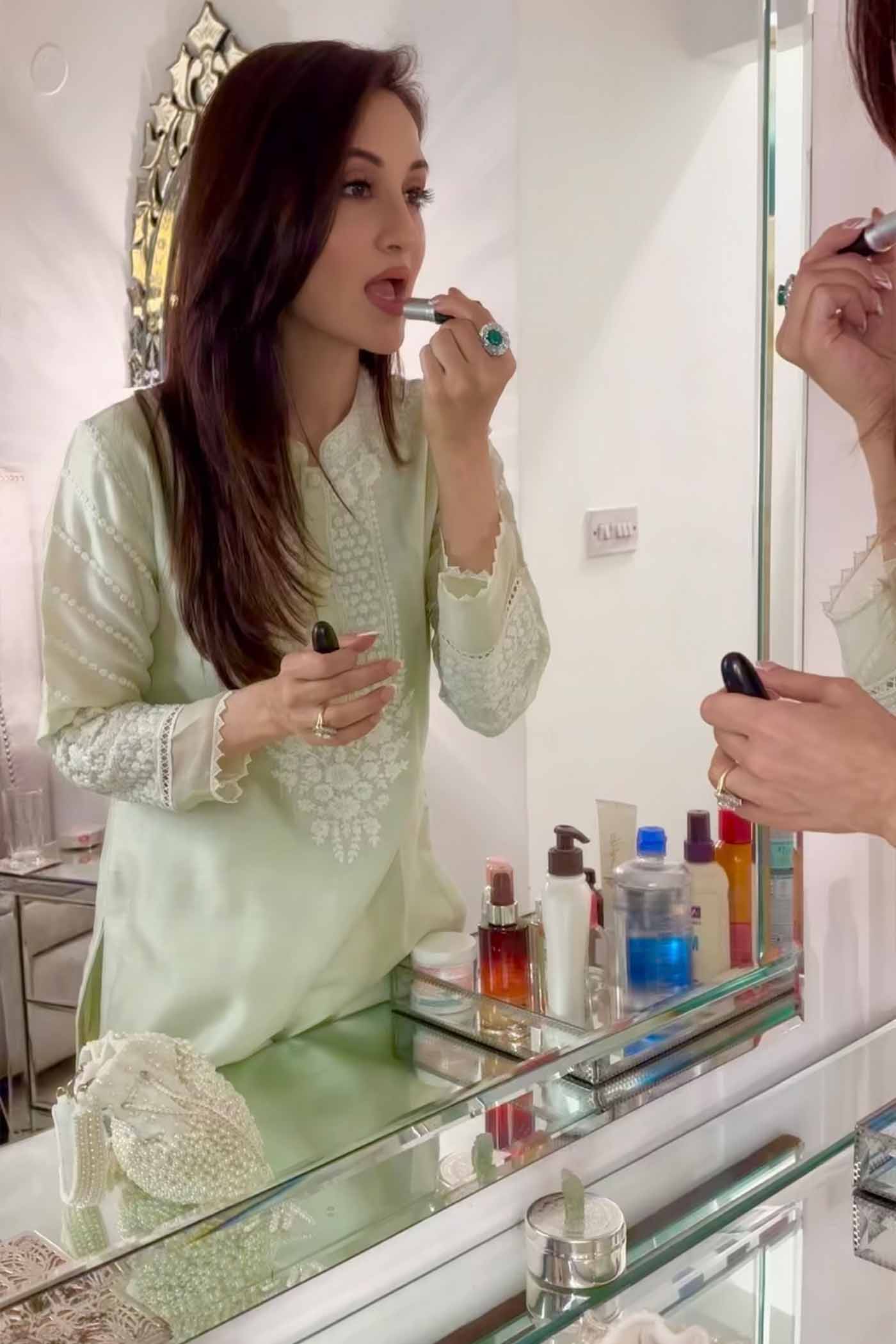 Payal Sen In Ayika - Frosty Green Short Kurta With Dhoti