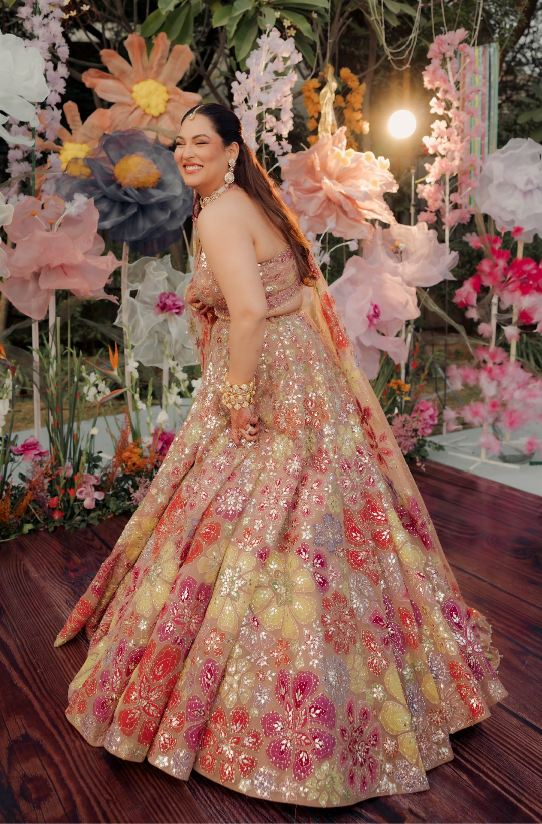 Sakshi Sindwani In Multi-Coloured Floral Lehenga Set