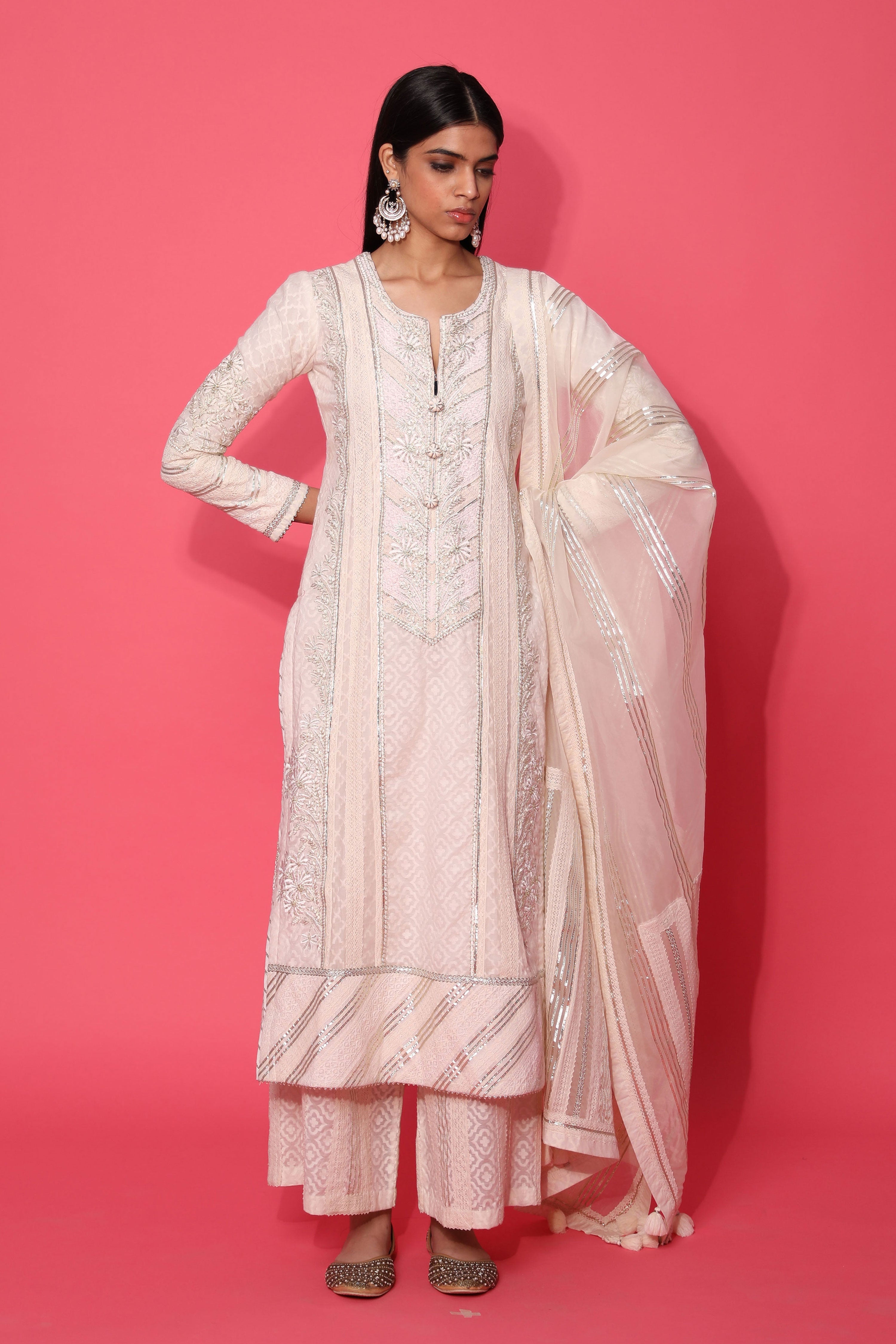 Jamdani Long Kurta With Pants