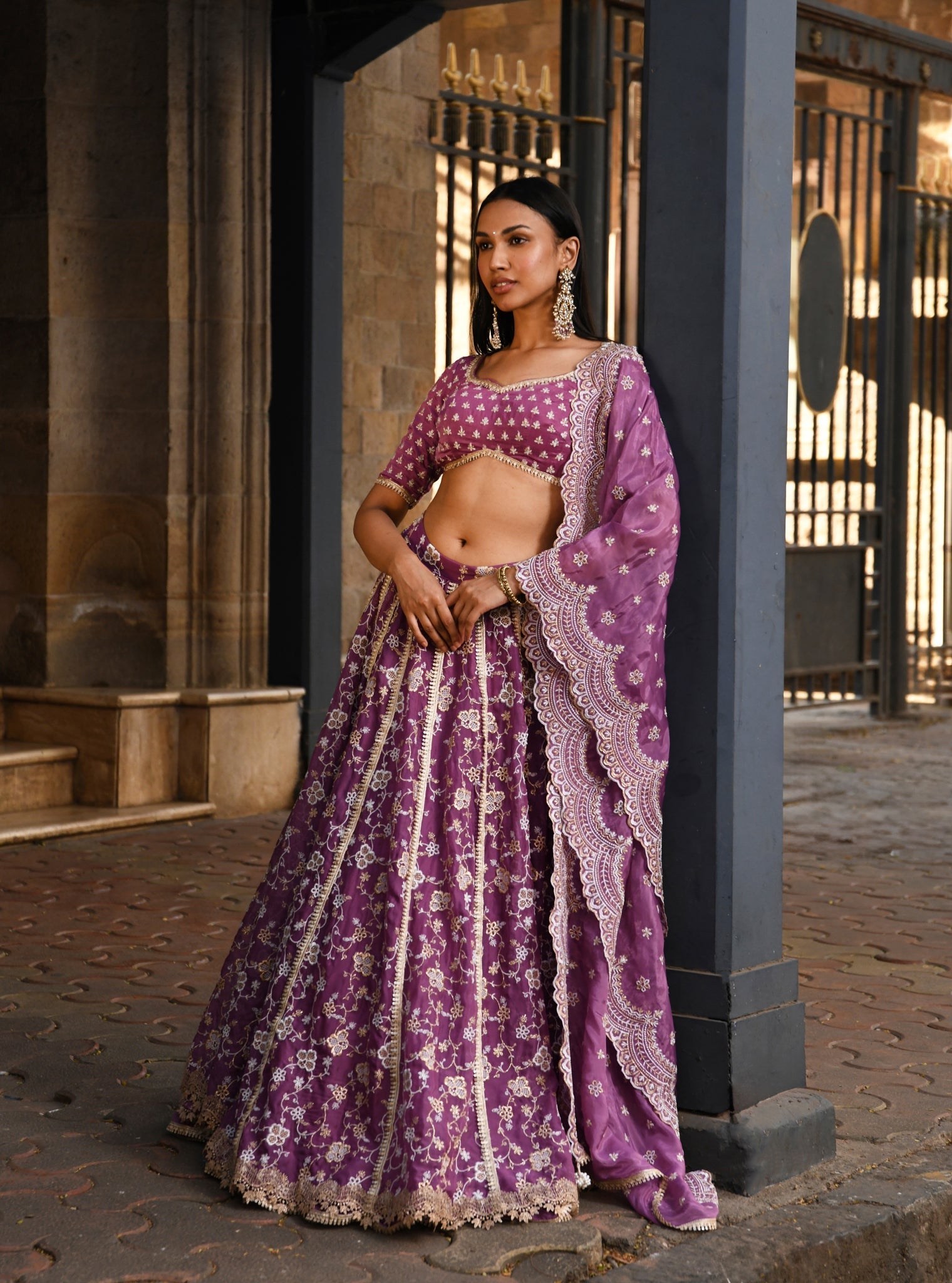 Mulmul Organza Bimli Lilac Lehenga With Mulmul Luxe Silk Bimli Lilac Dupatta