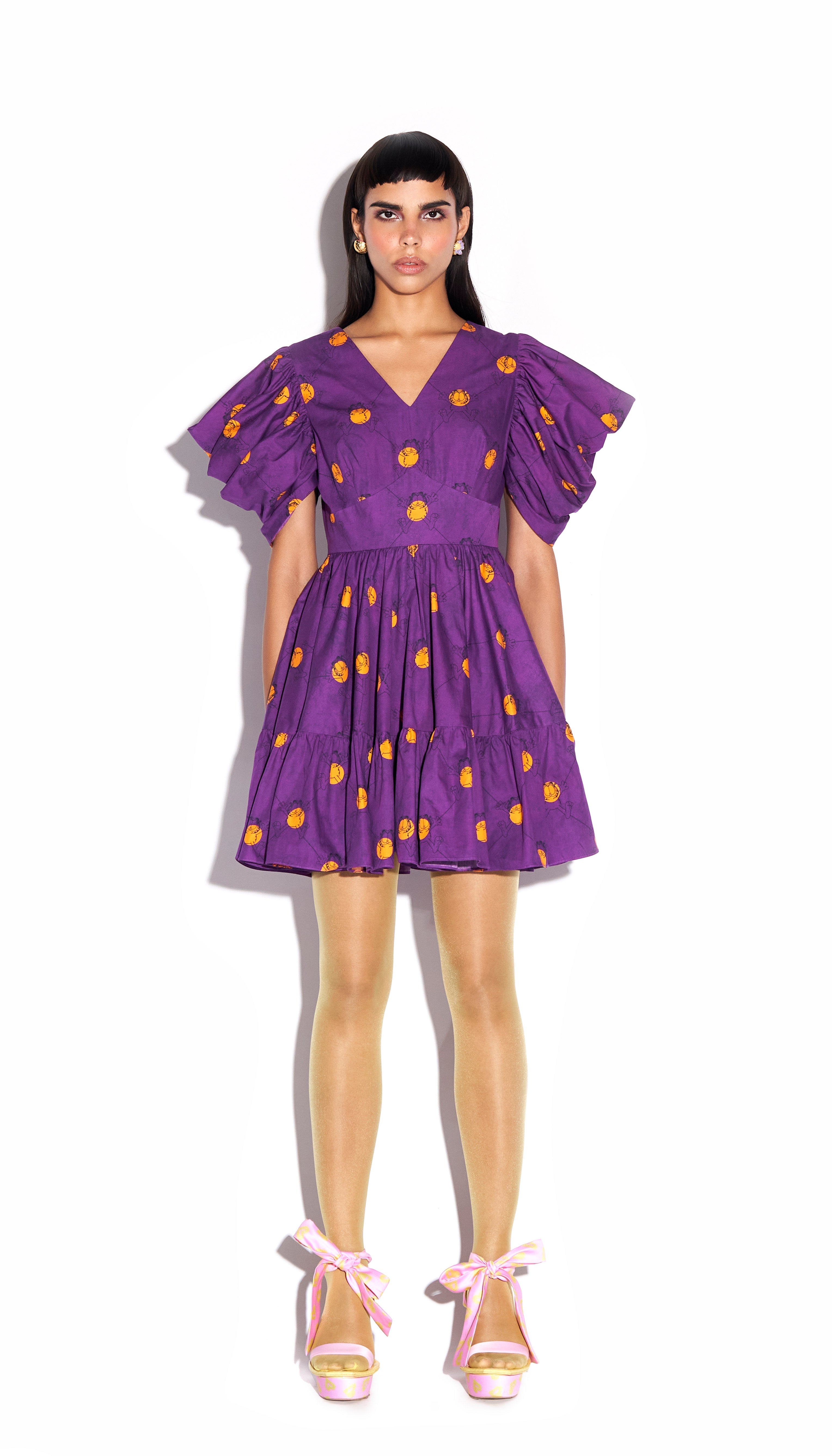 My Happy Face - Signature Papa Don't Preach Dress In Purple Pol-Ca-T Print