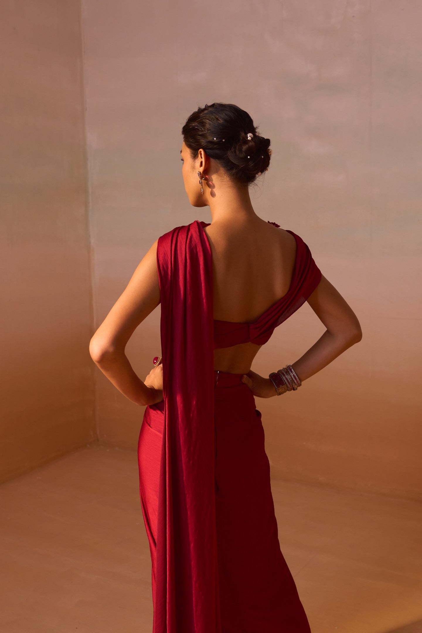 Maroon Draped Saree