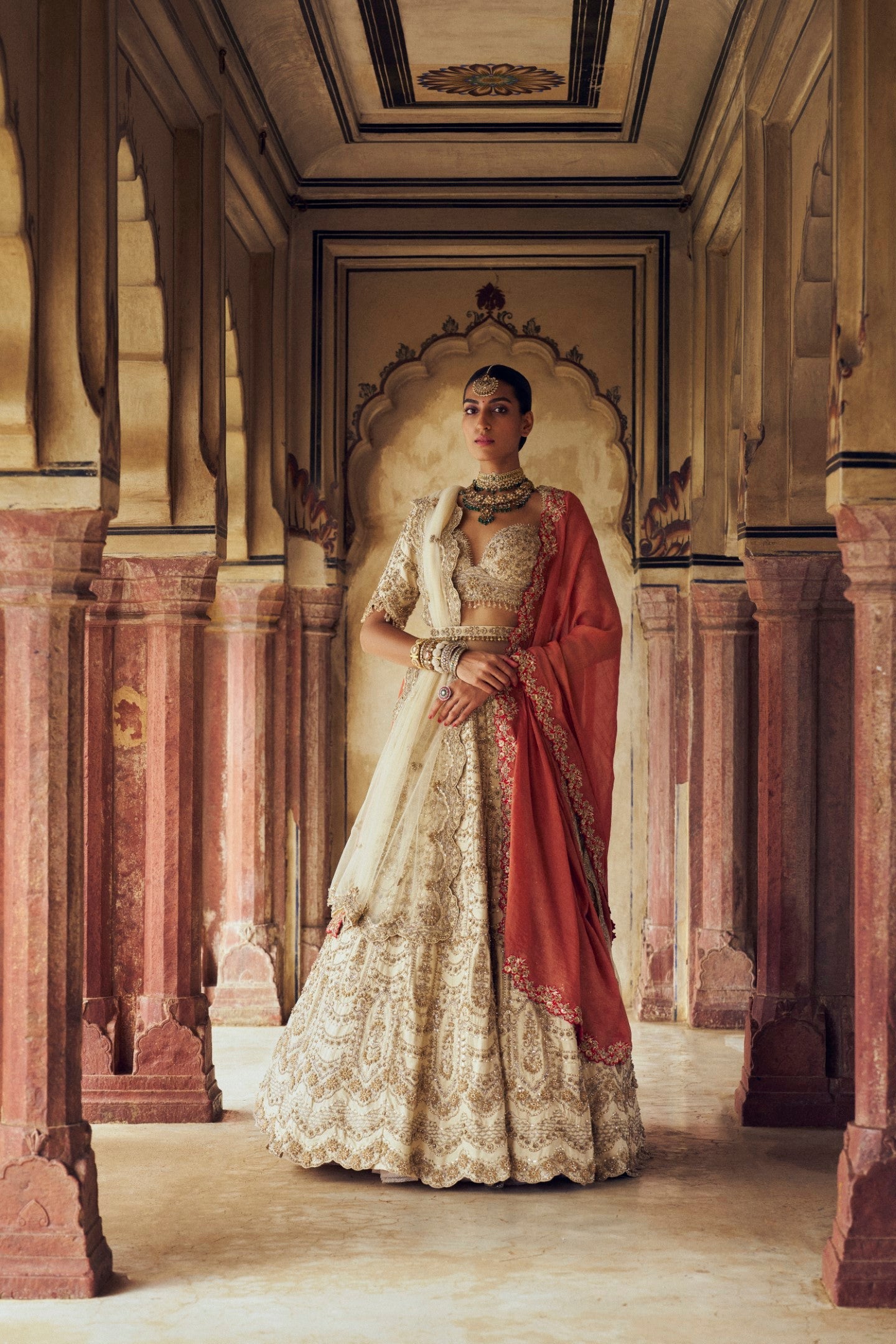 Gold Raw Silk Lehenga Choli With A Net Dupatta