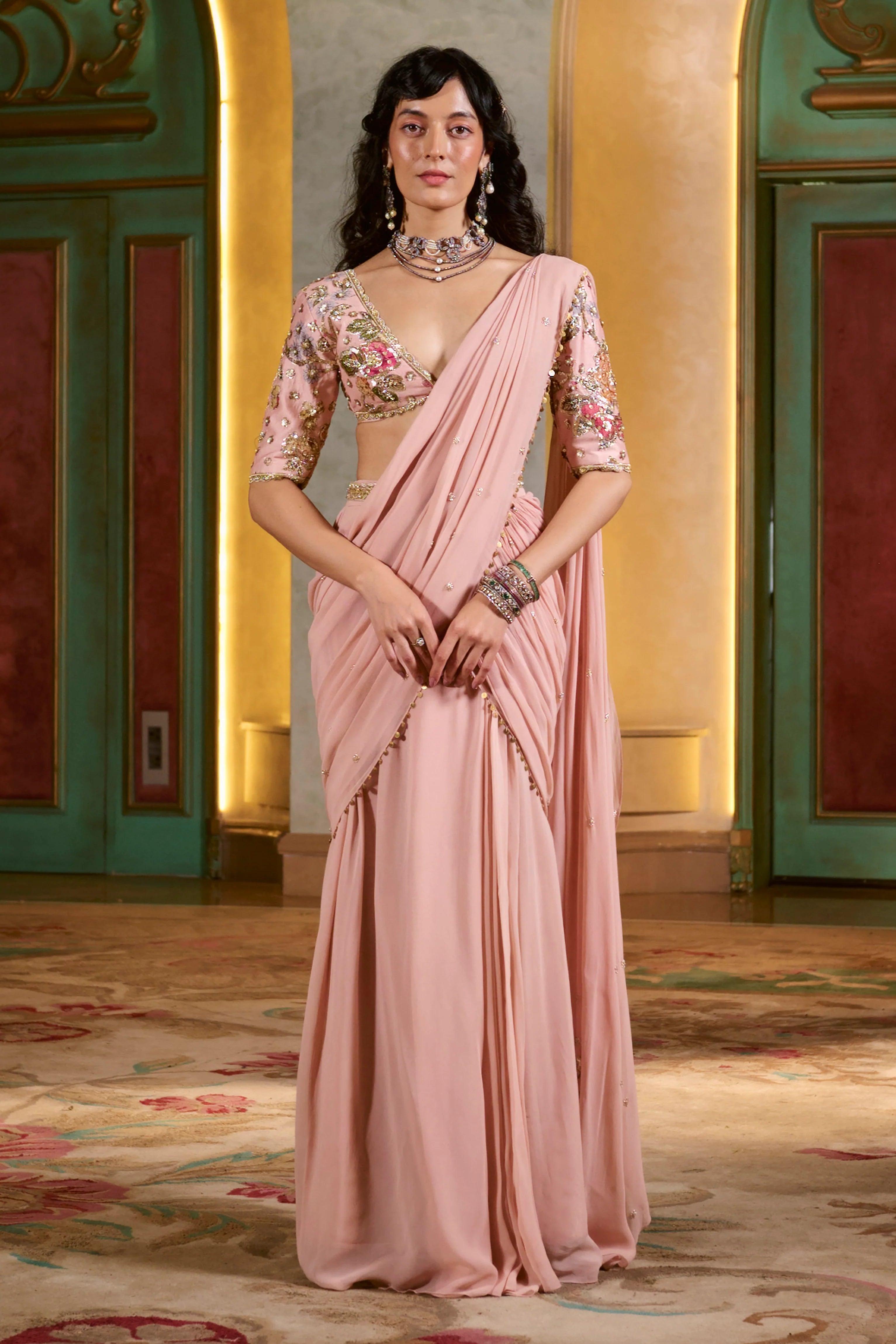 Kaia Saree Set – Light Rose