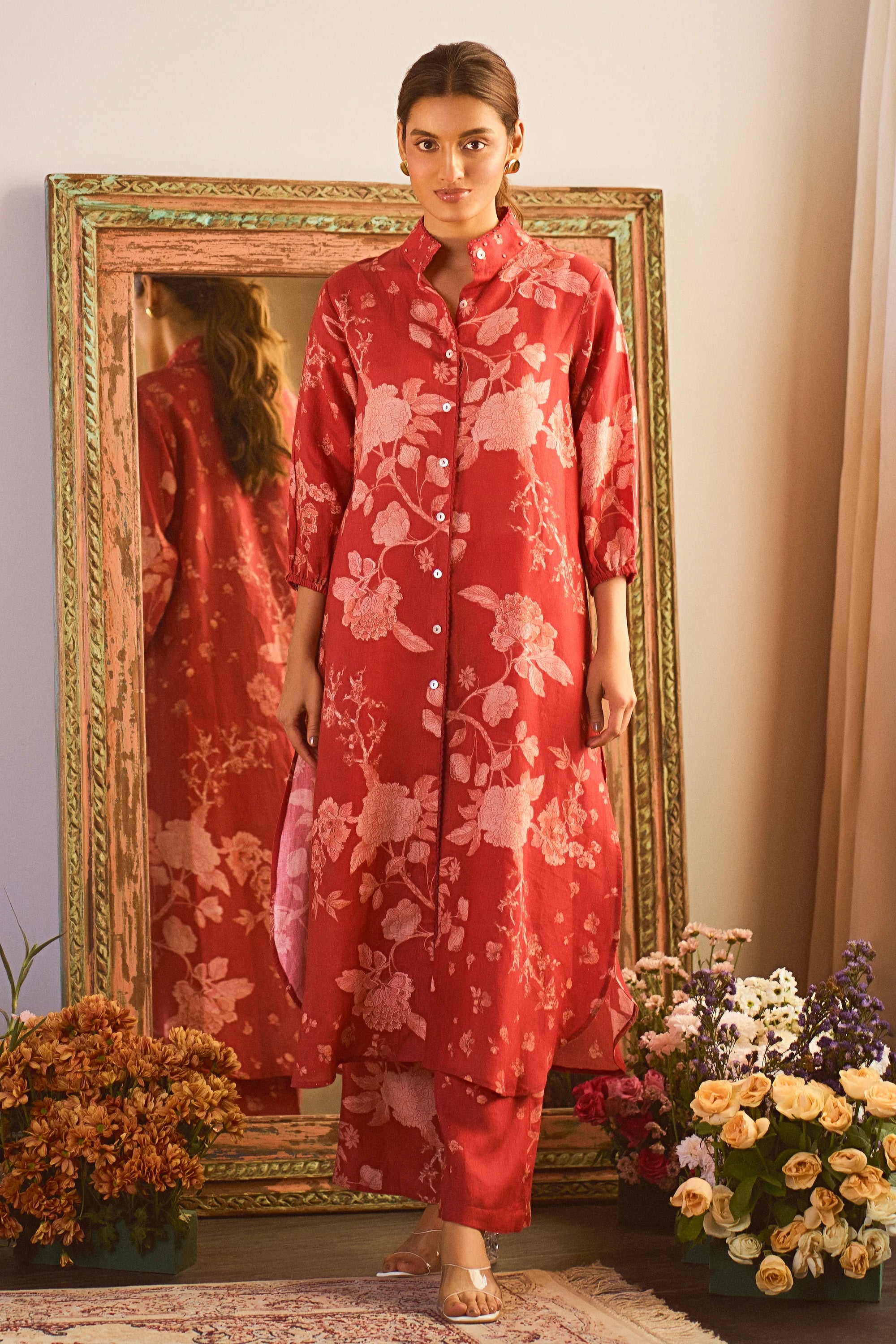 Theodora Kurta Set – Crimson