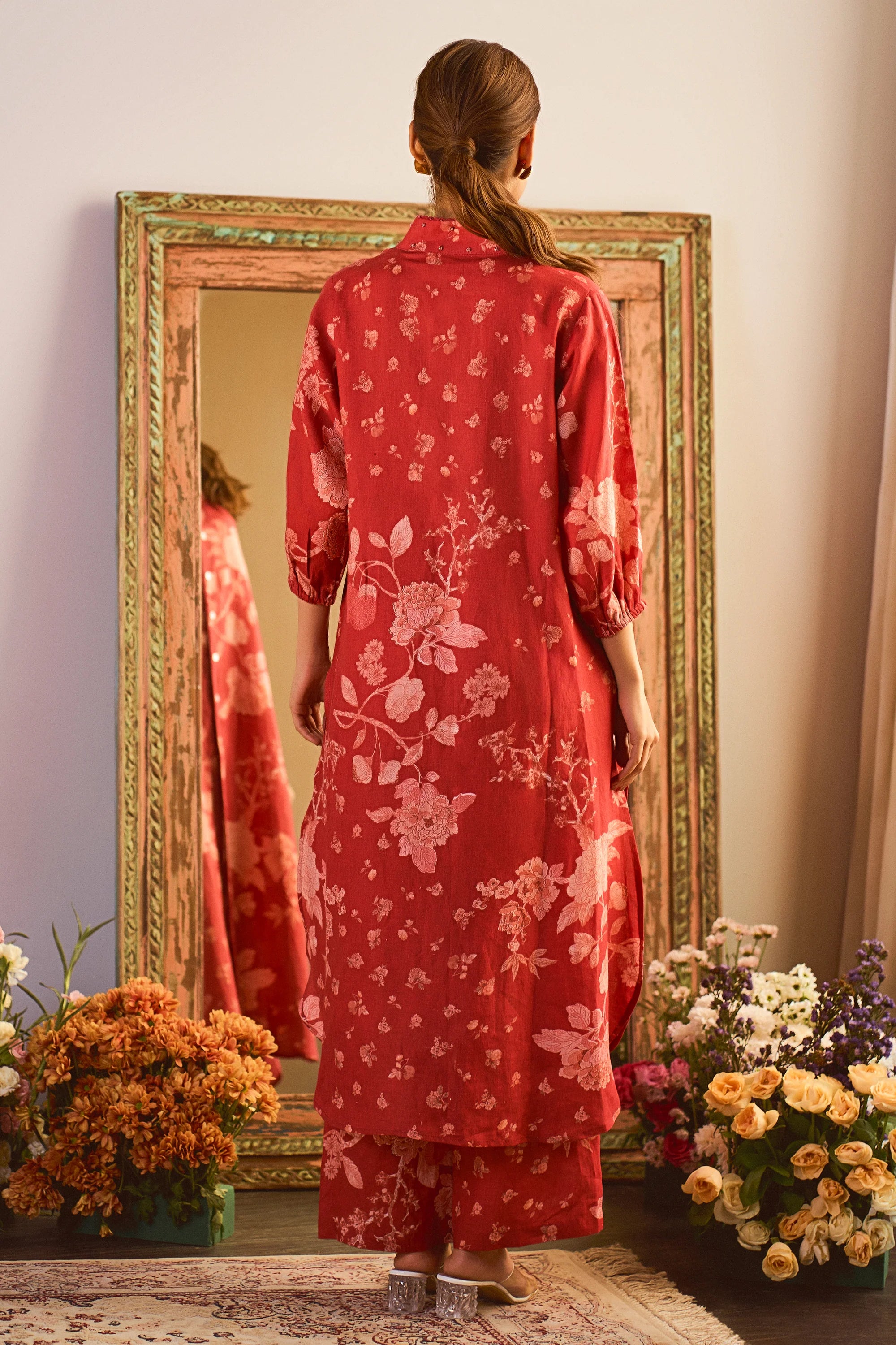 Theodora Kurta Set – Crimson