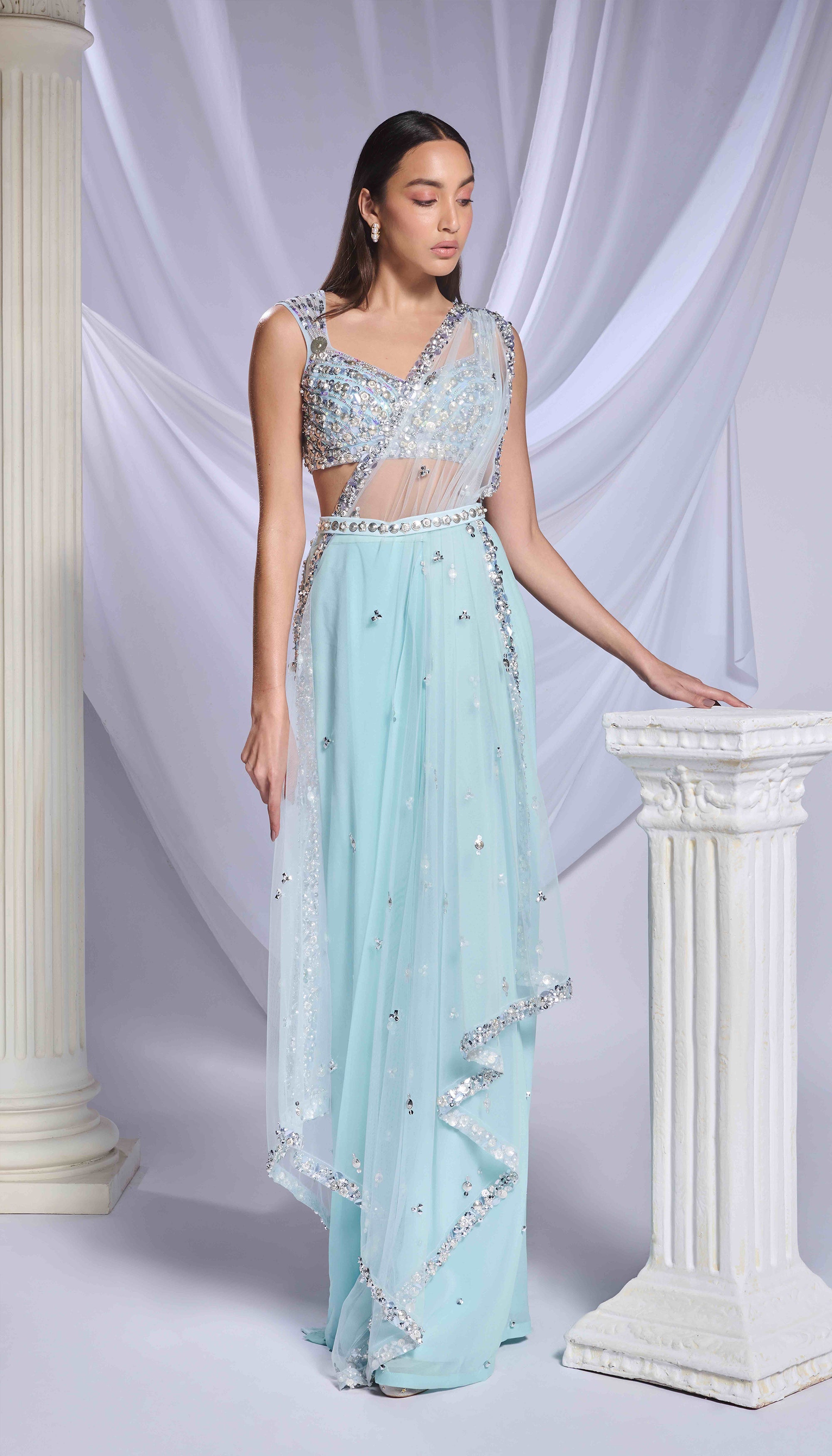 Royal Aqua Saree Set