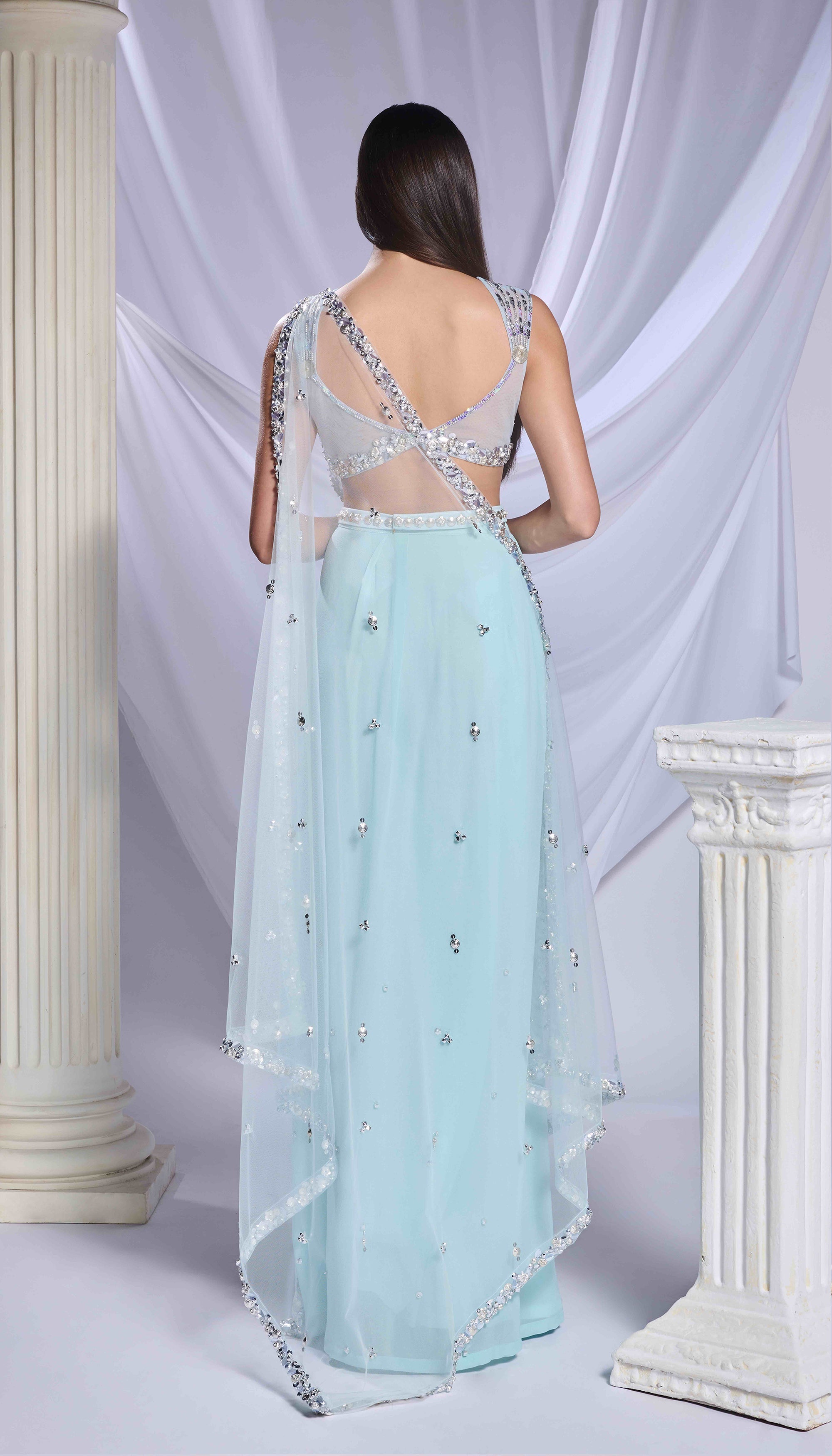 Royal Aqua Saree Set