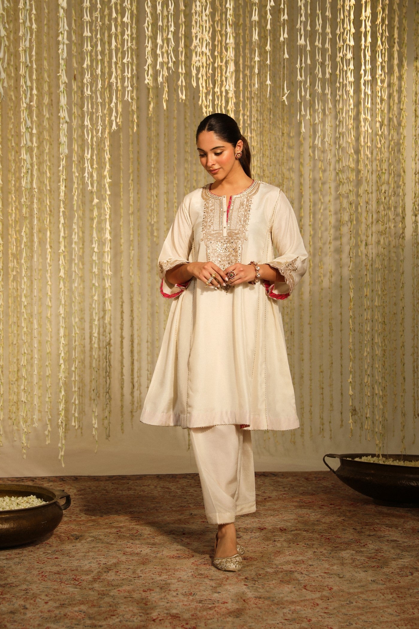 Meher - Daisy Ivory Short Choga With Salwar